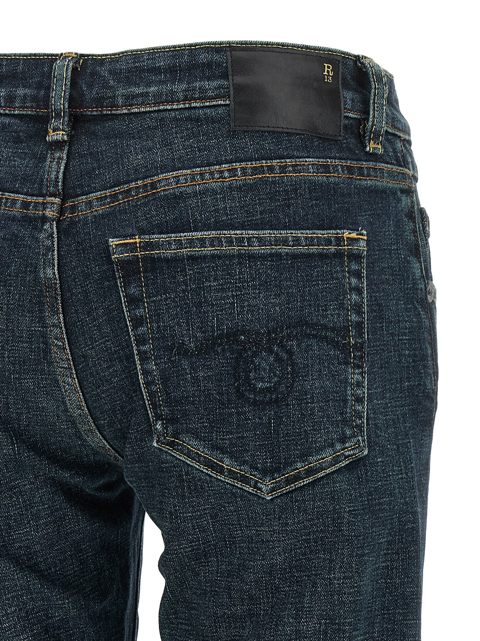 Blue Cotton Straight-Leg Jeans