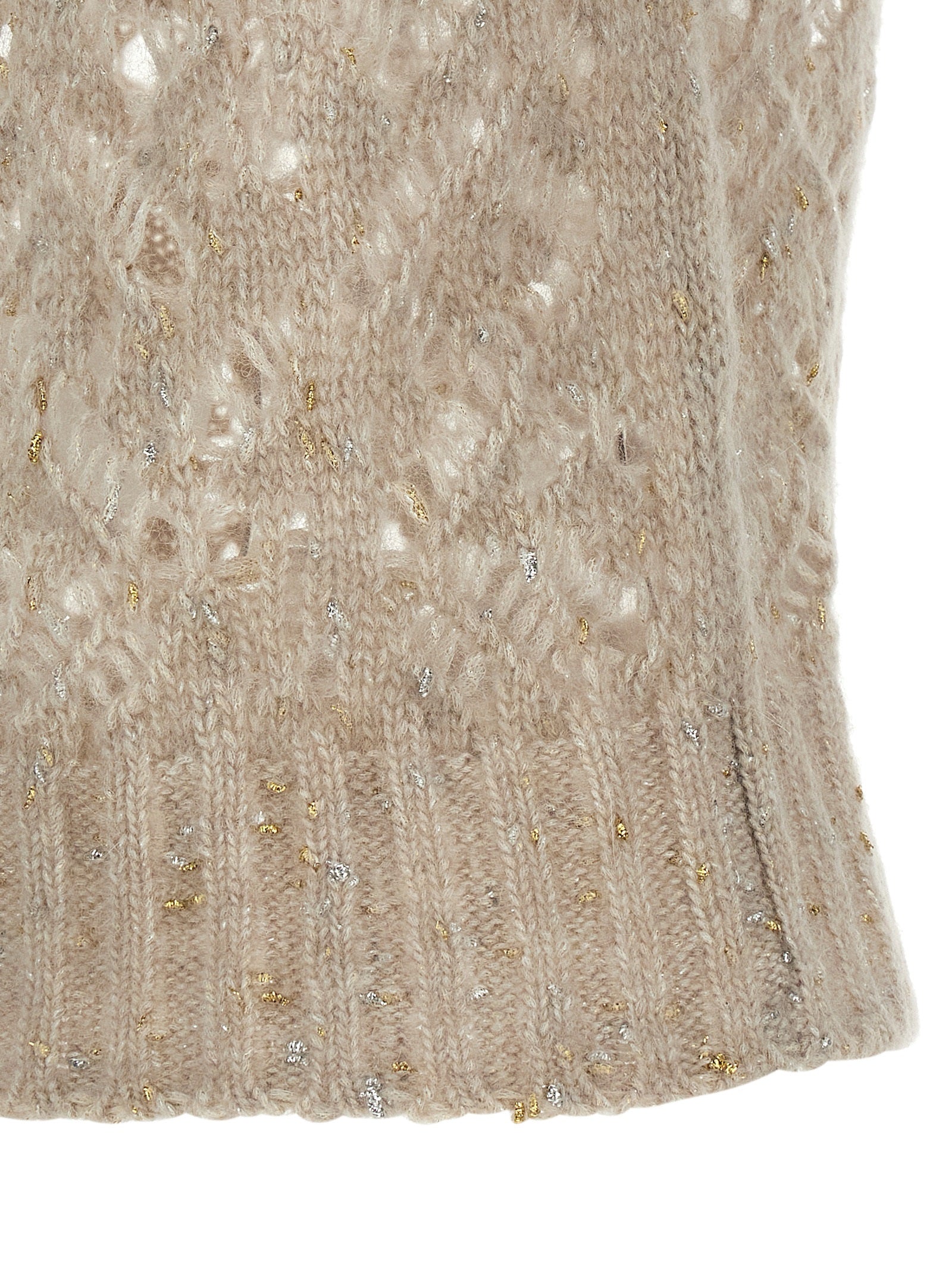 Beige Alpaca Leather Sleeveless Jacket