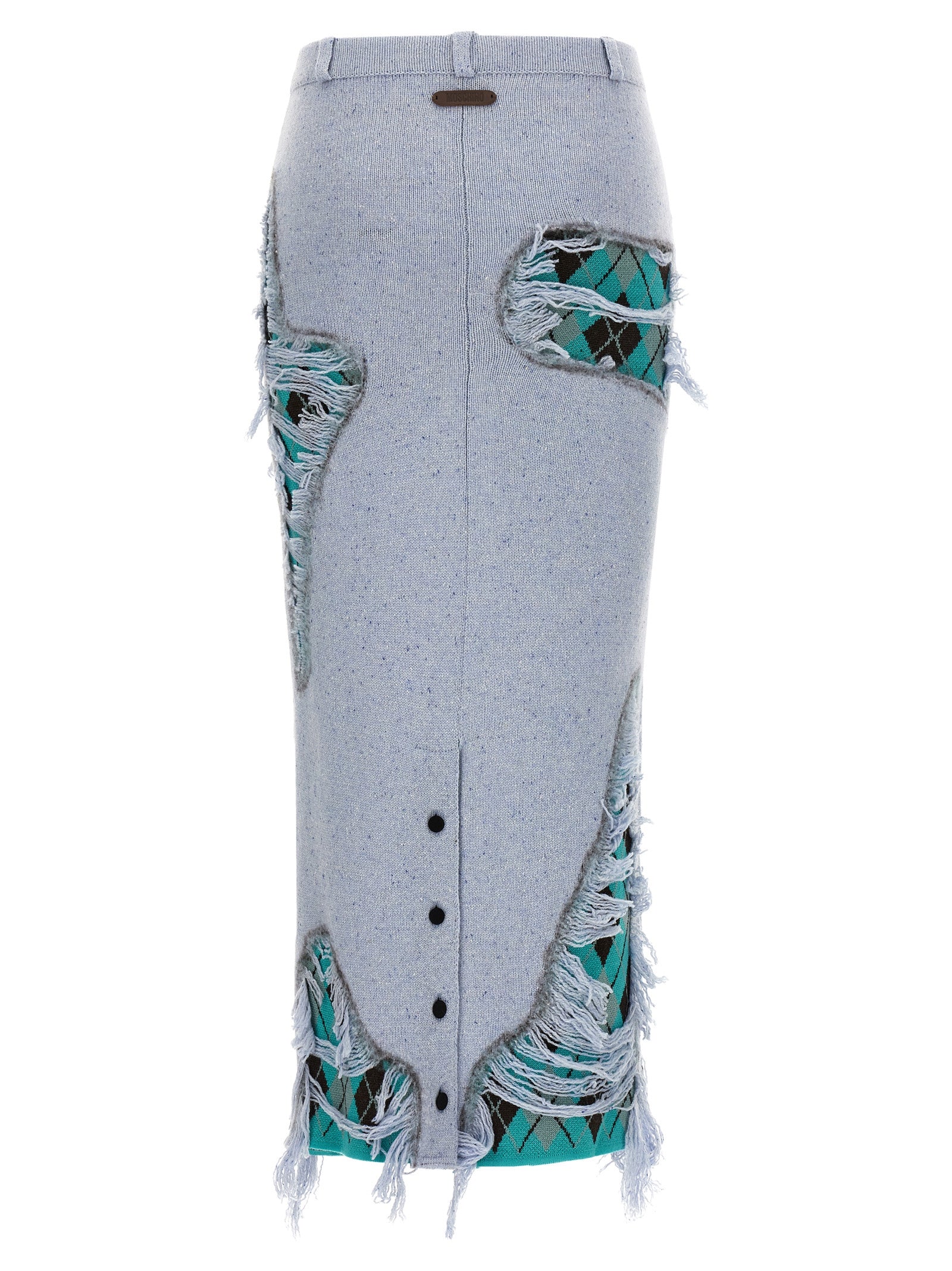Blue Wool Midi Skirt