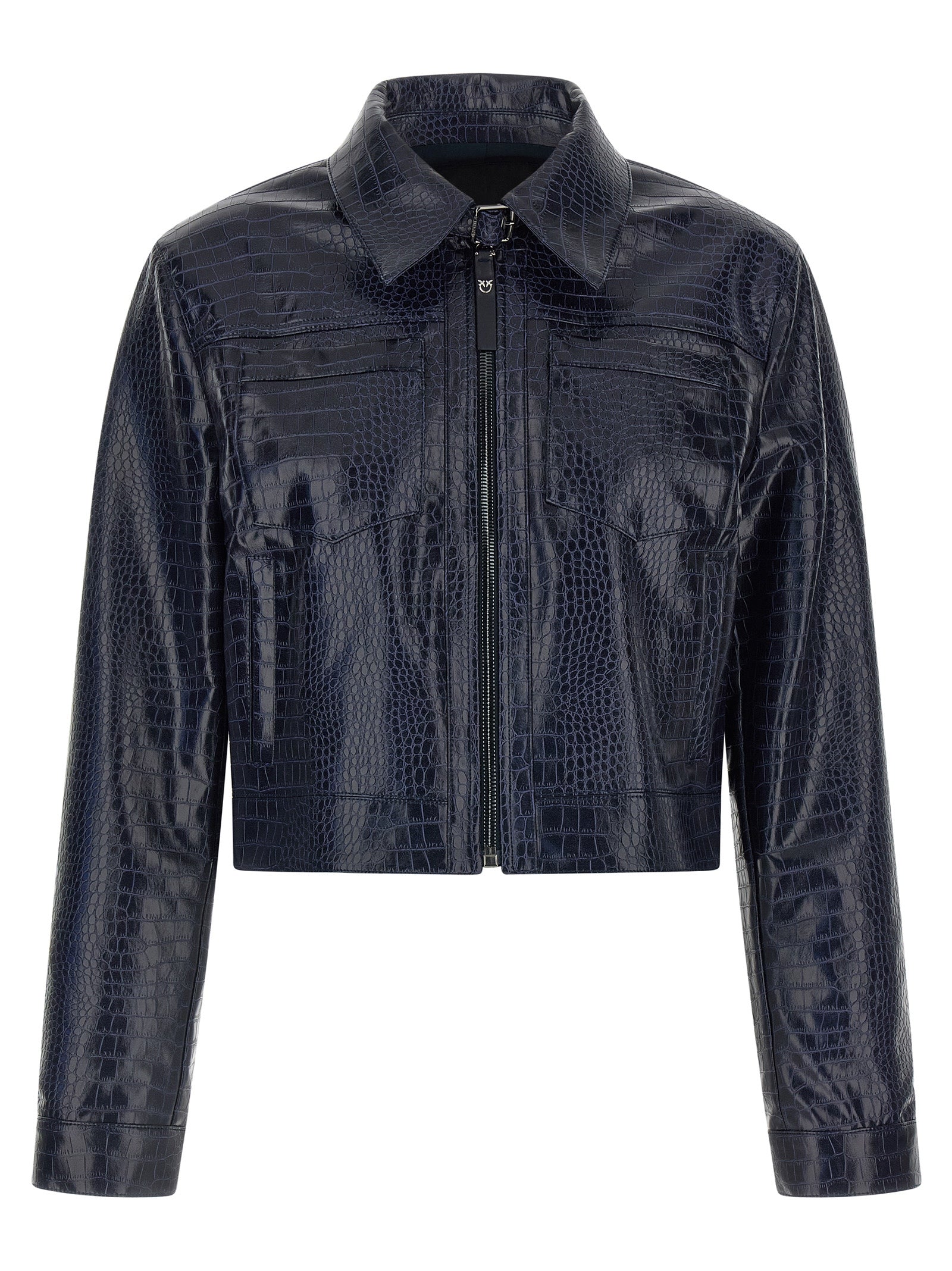 Blue Viscose Leather Jacket