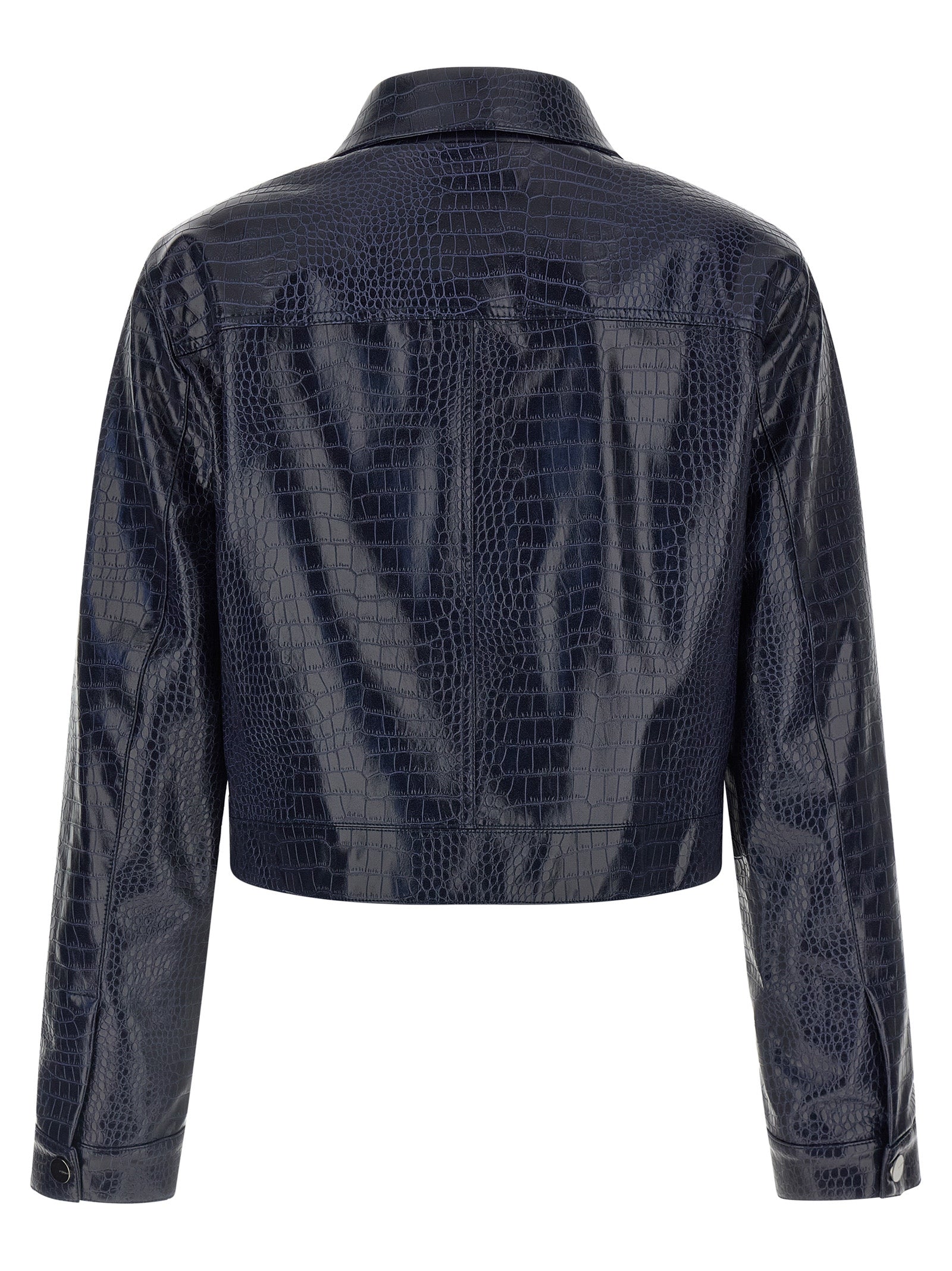 Blue Viscose Leather Jacket