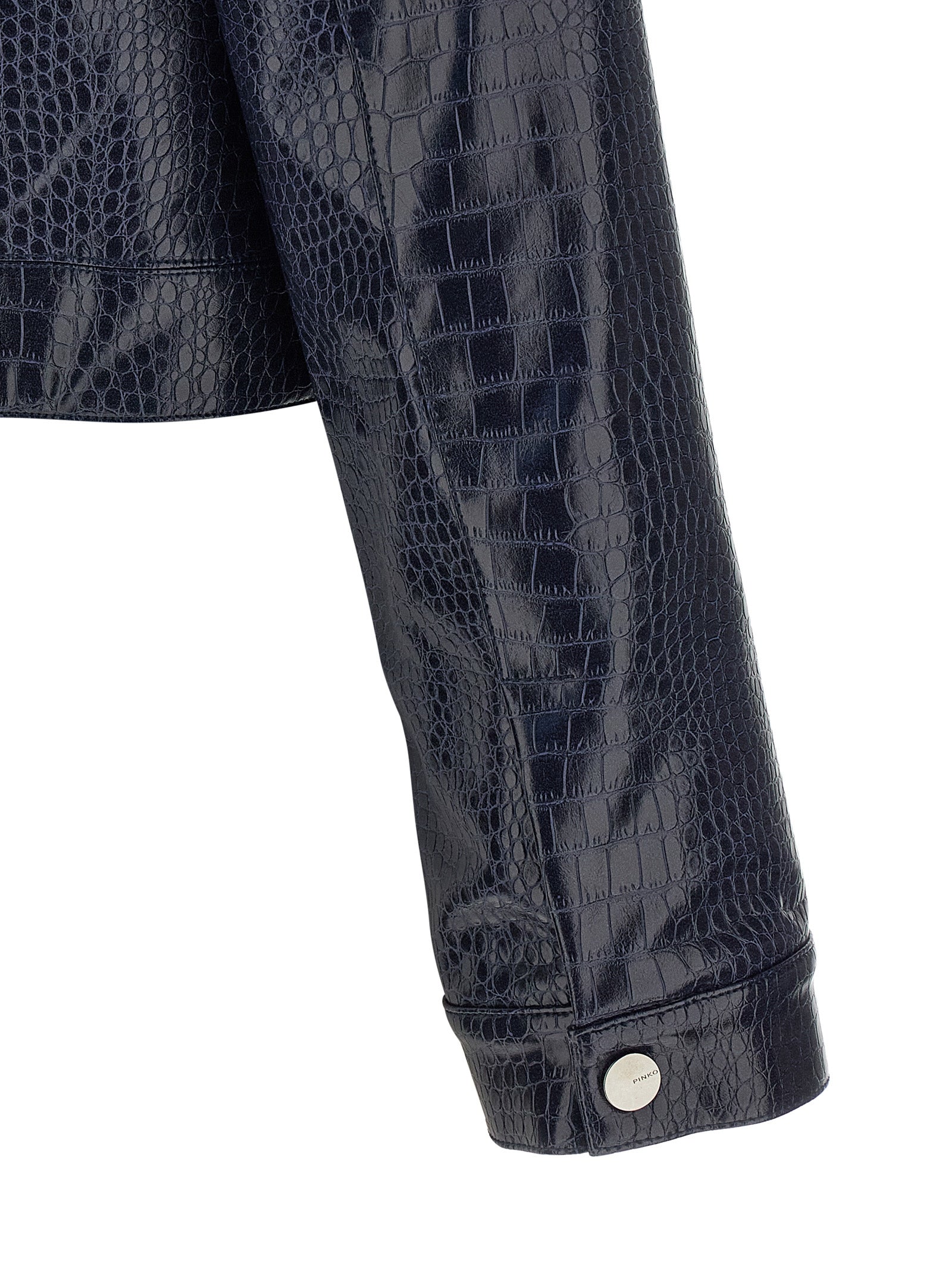 Blue Viscose Leather Jacket