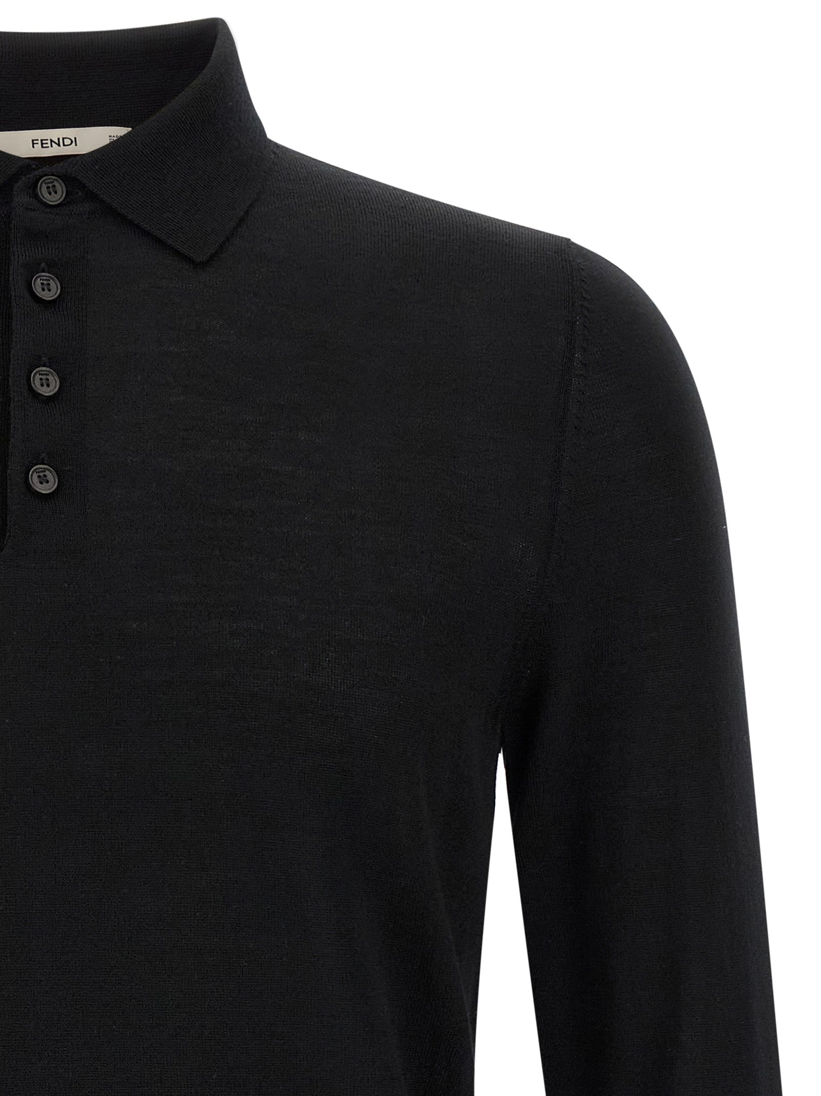 Black Virgin Wool Polo Shirt