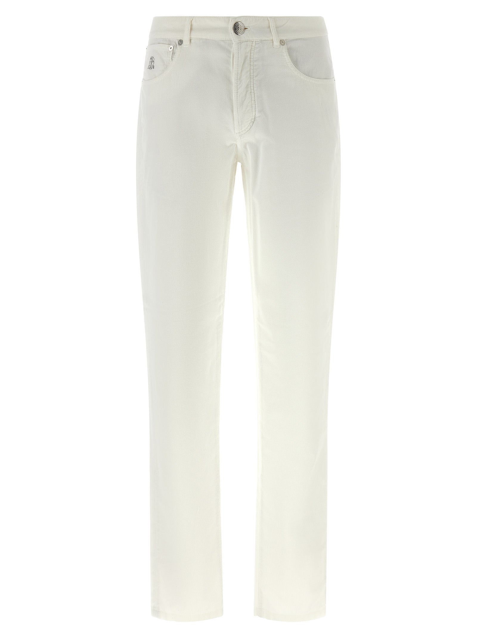 White Cotton Casual Pants