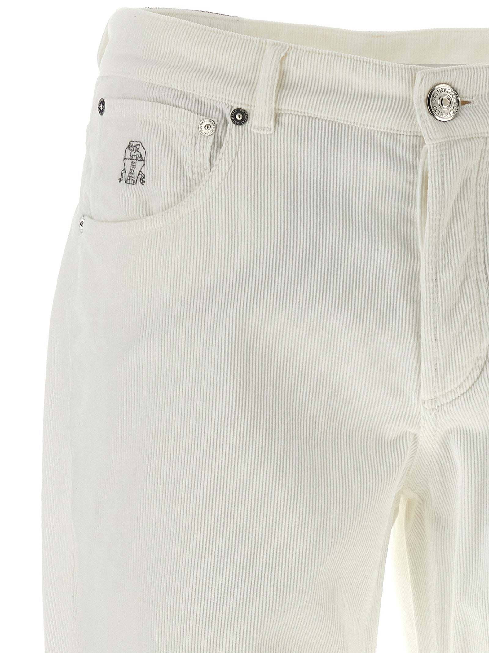 White Cotton Casual Pants