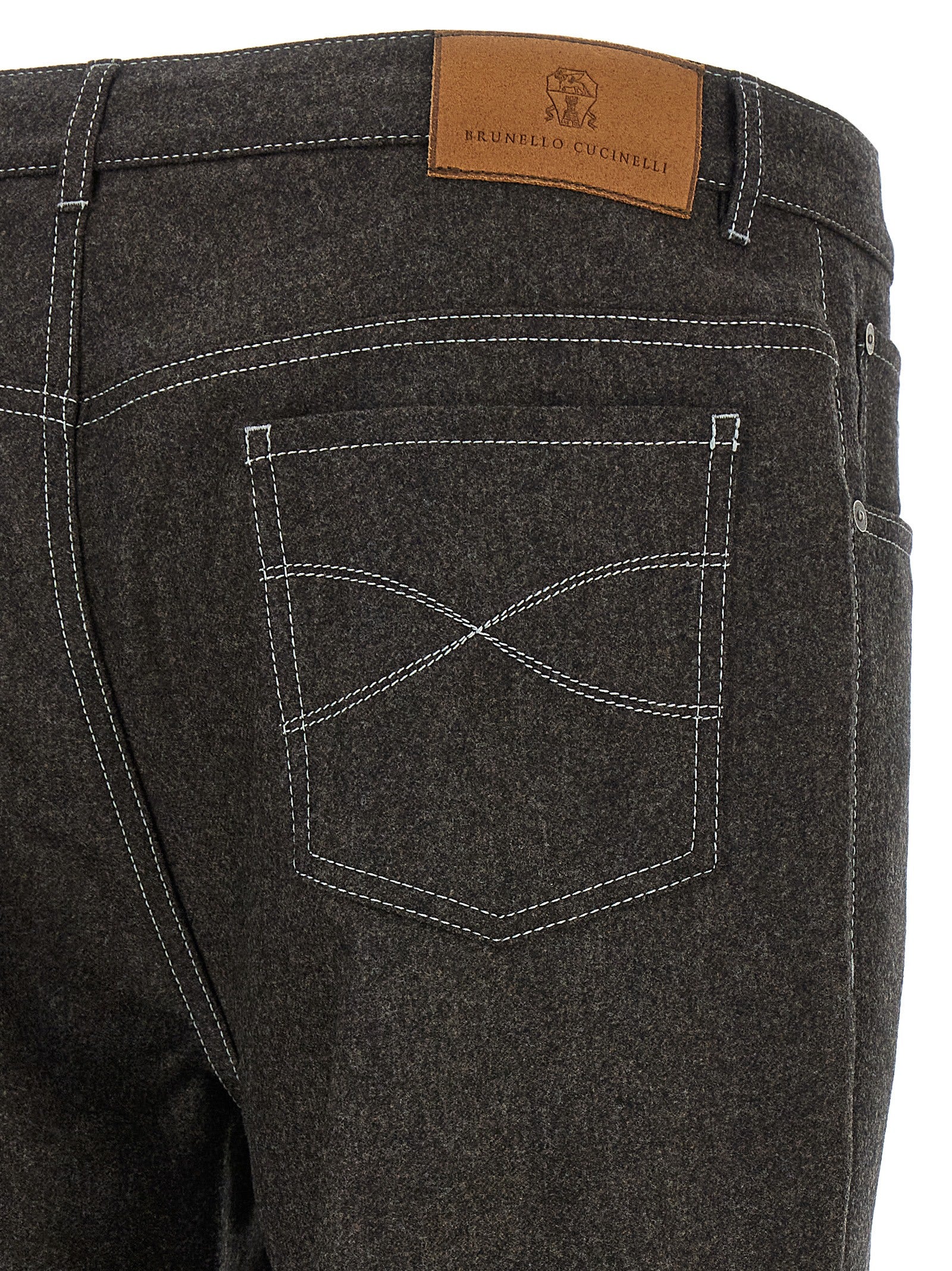 Gray Virgin Wool Casual Pants