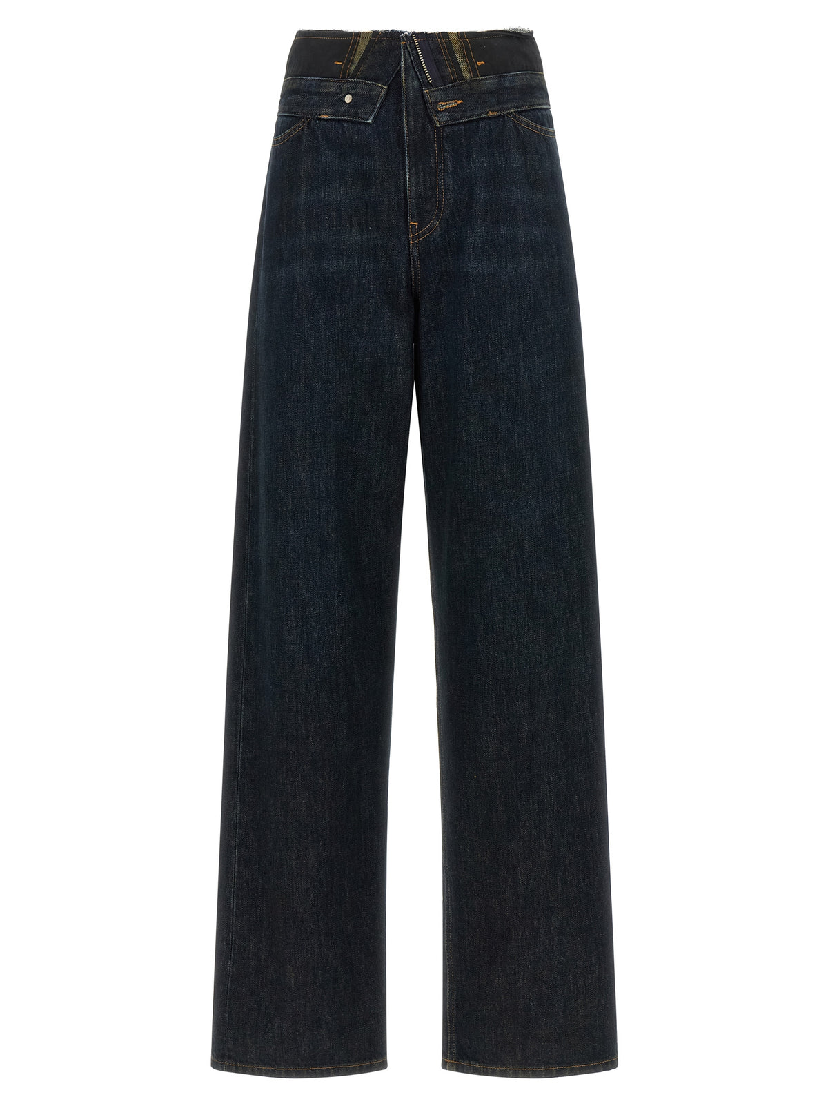 Blue Cotton High-Waisted Jean