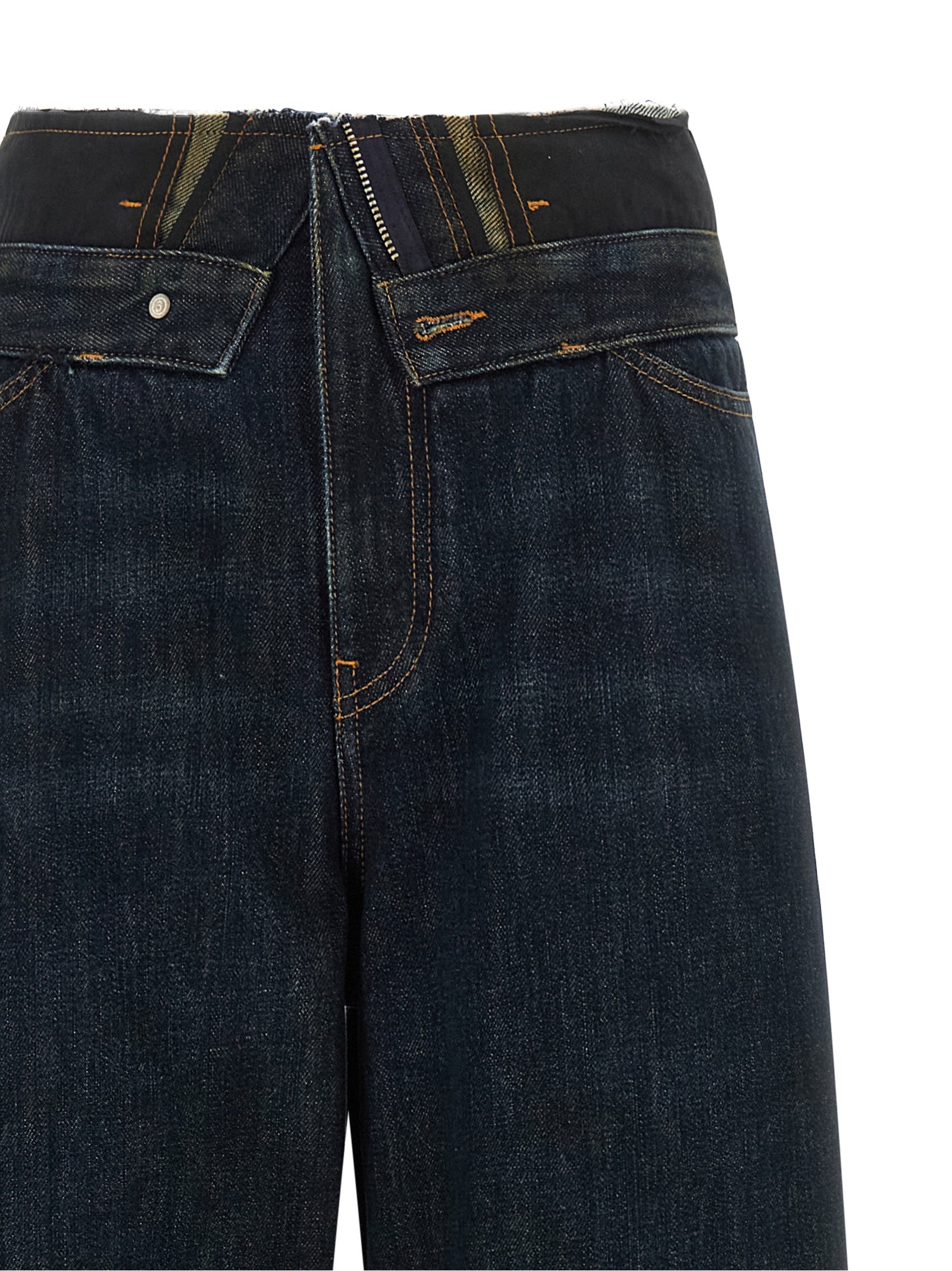 Blue Cotton High-Waisted Jean