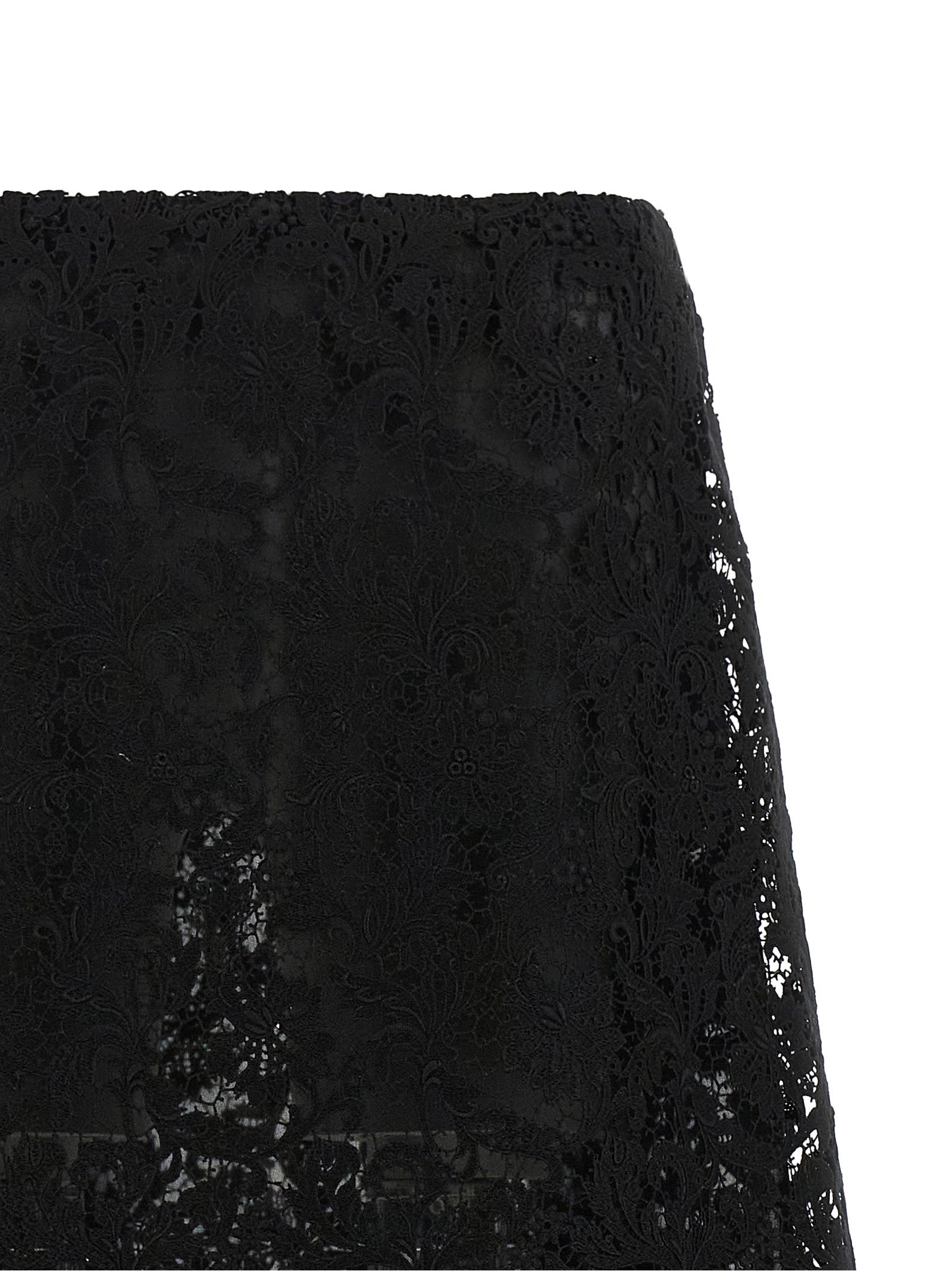 Black Cotton Midi Skirt