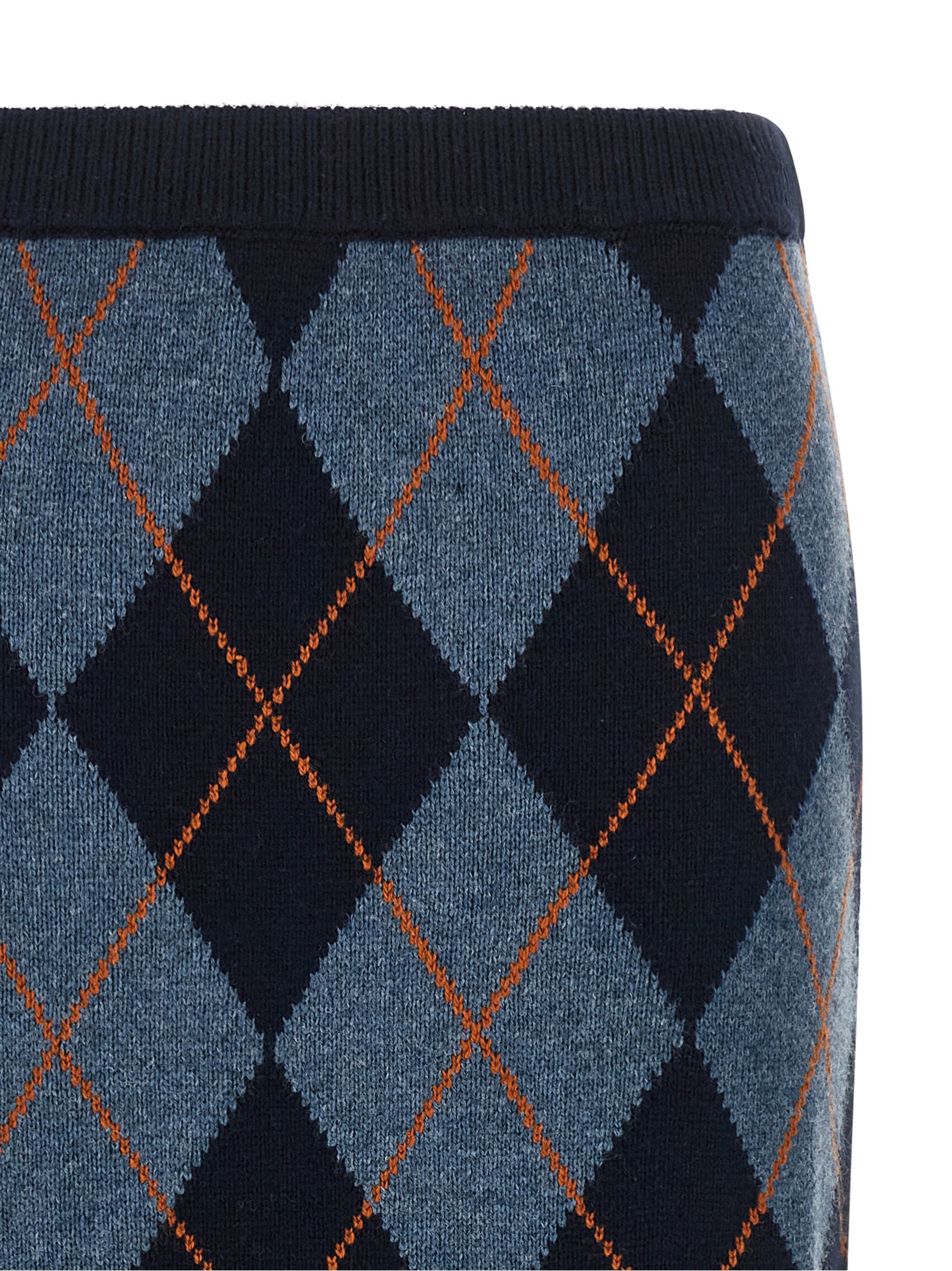 Blue Viscose Midi Skirt