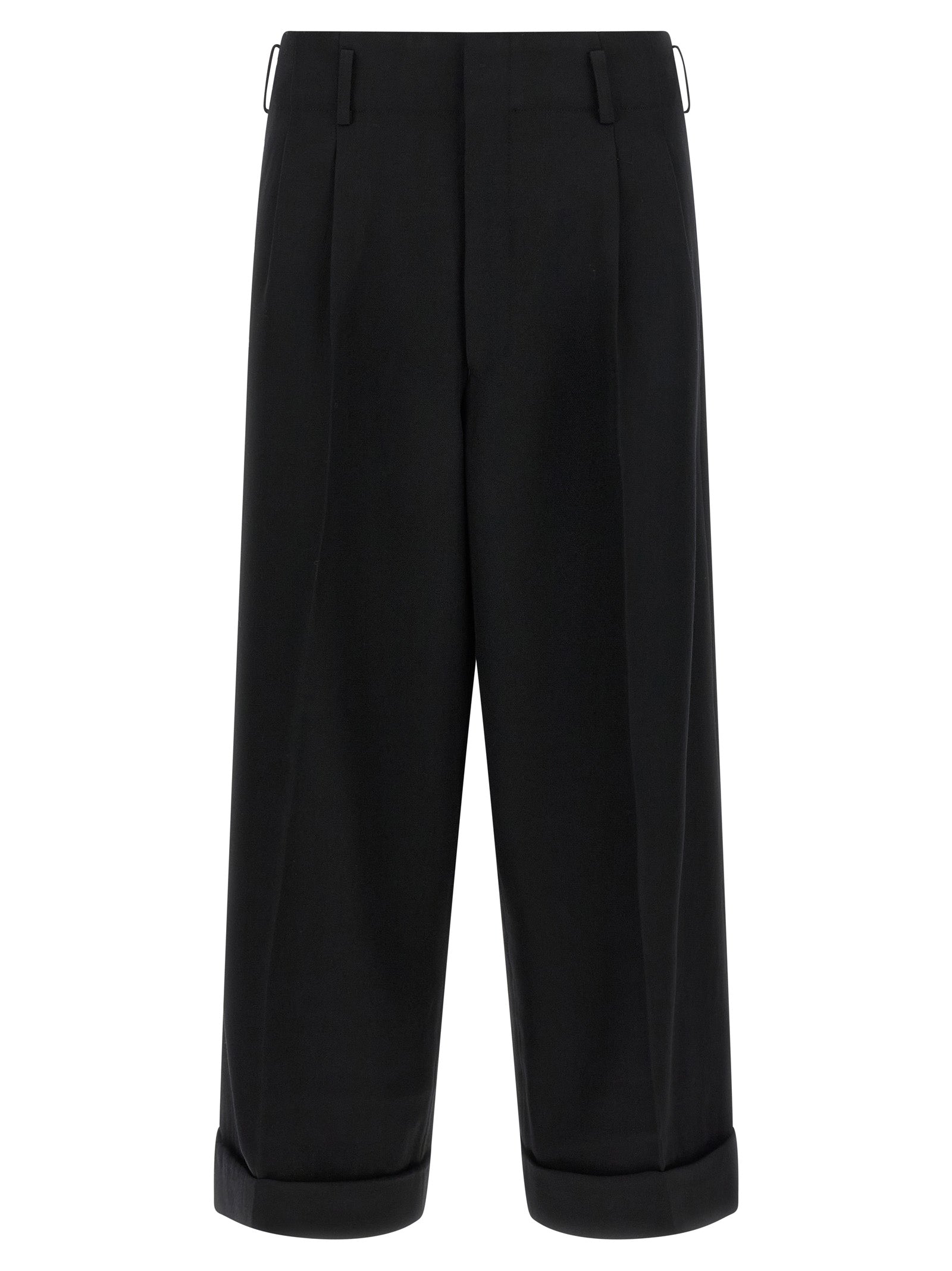Black Wool Cropped Pants