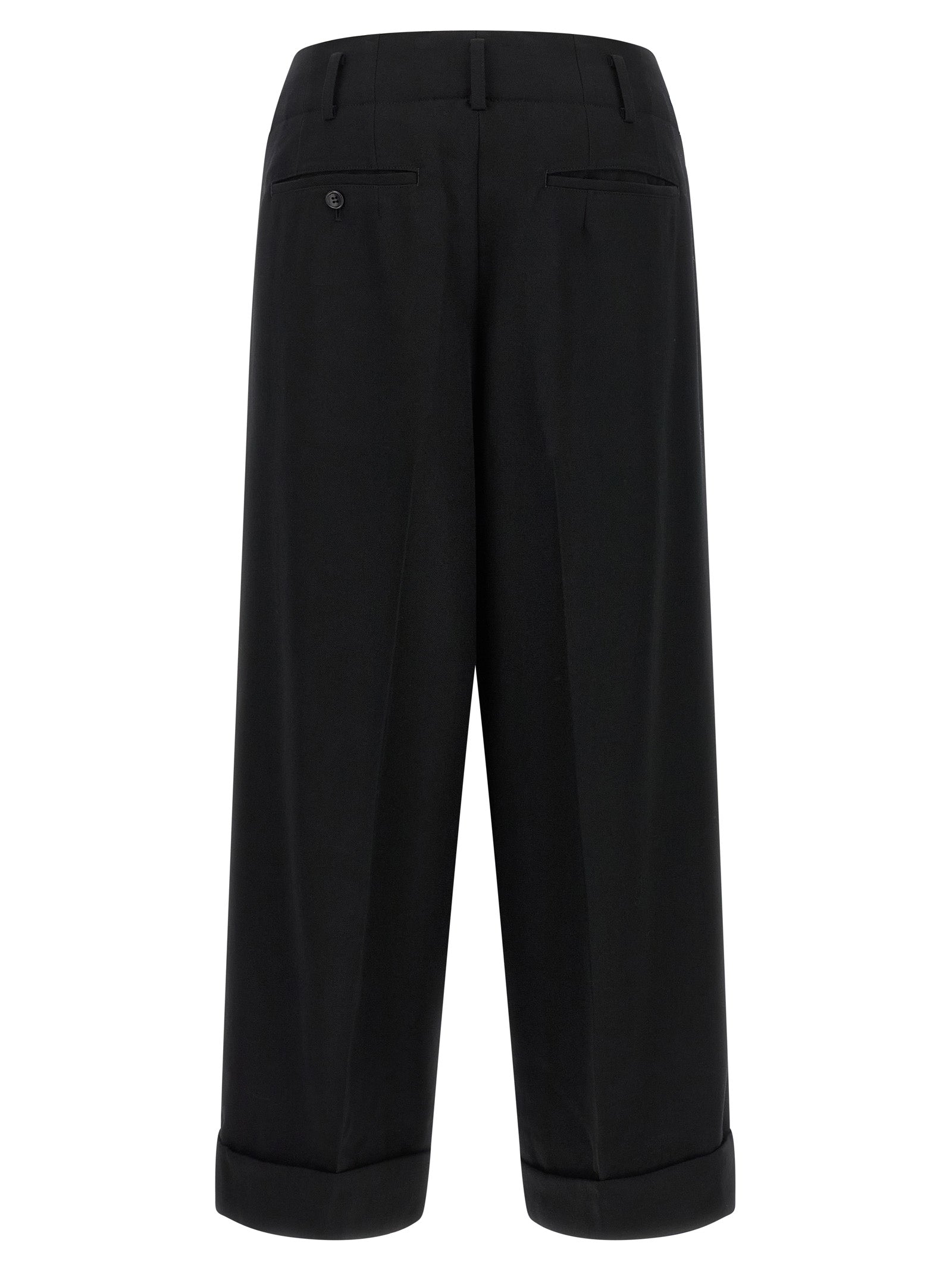 Black Wool Cropped Pants