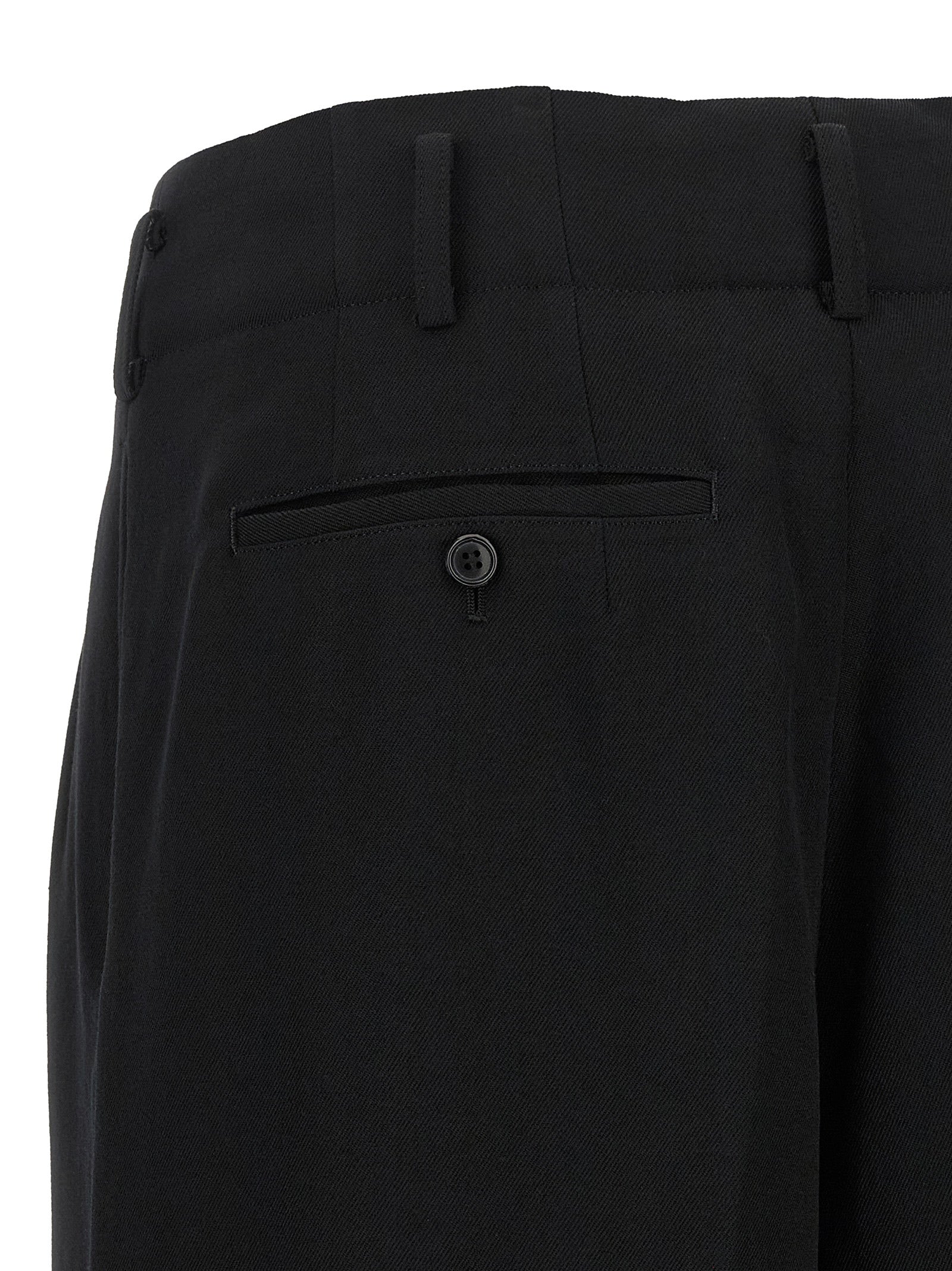 Black Wool Cropped Pants