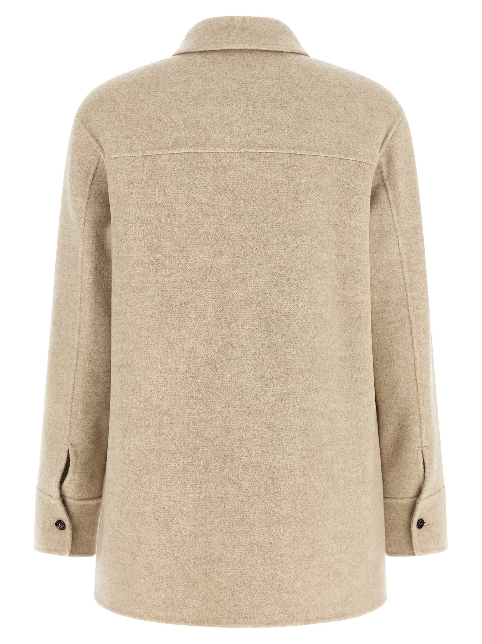 Beige Virgin Wool Shell Jacket