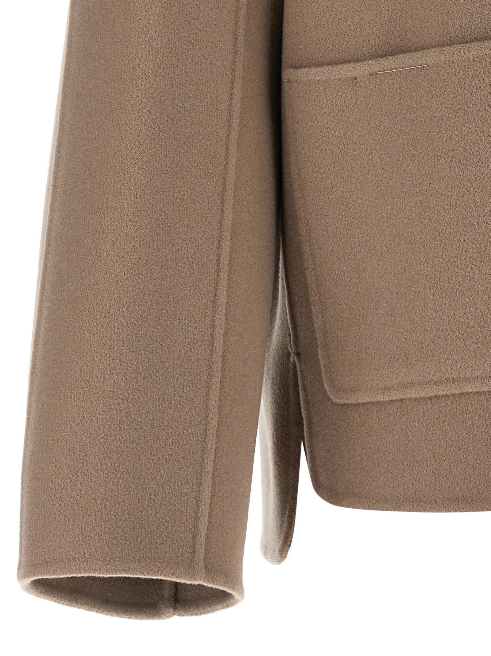 Beige Wool Full-Length Jacket