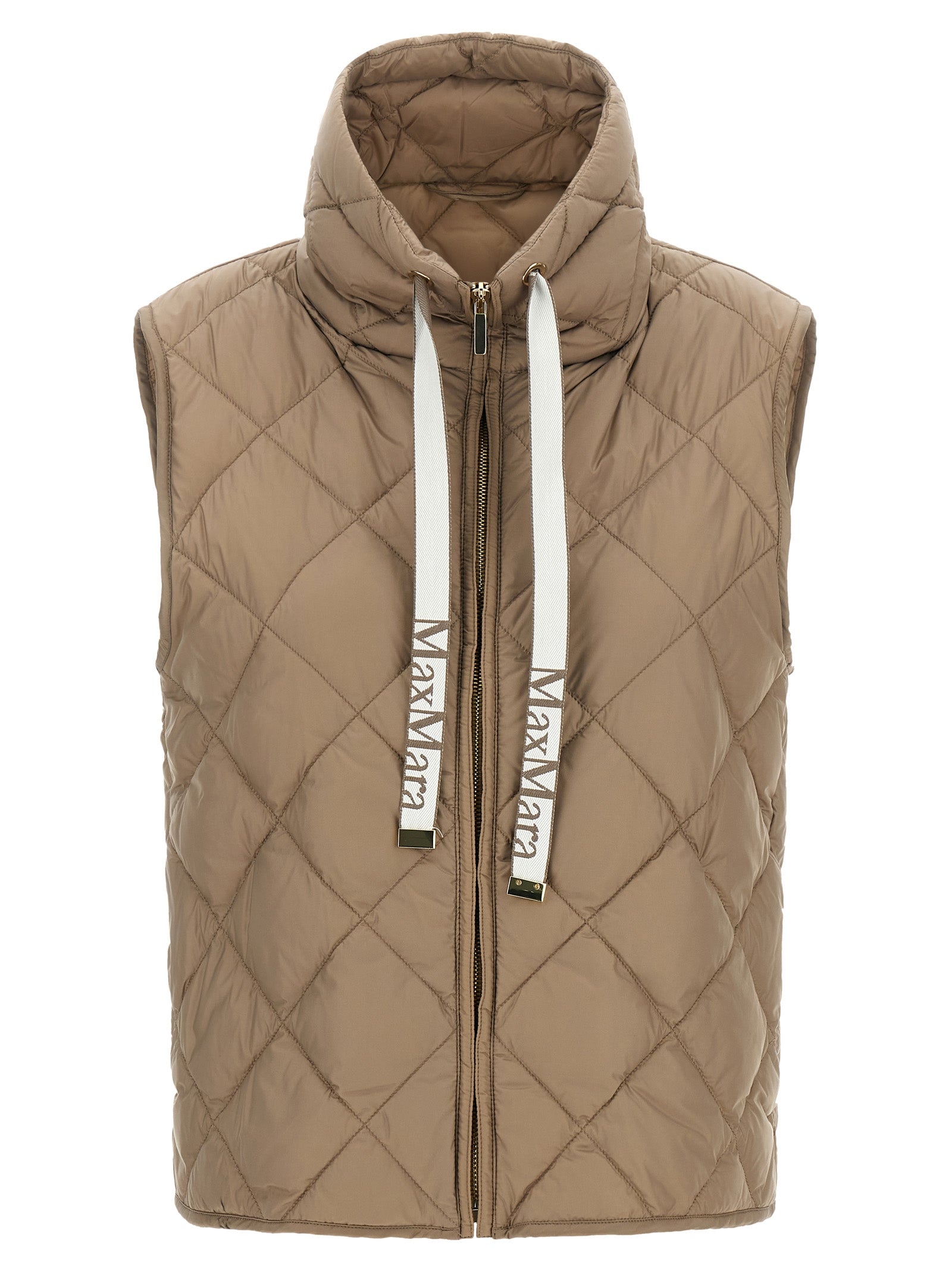 Beige Polyamide Sleeveless Jacket