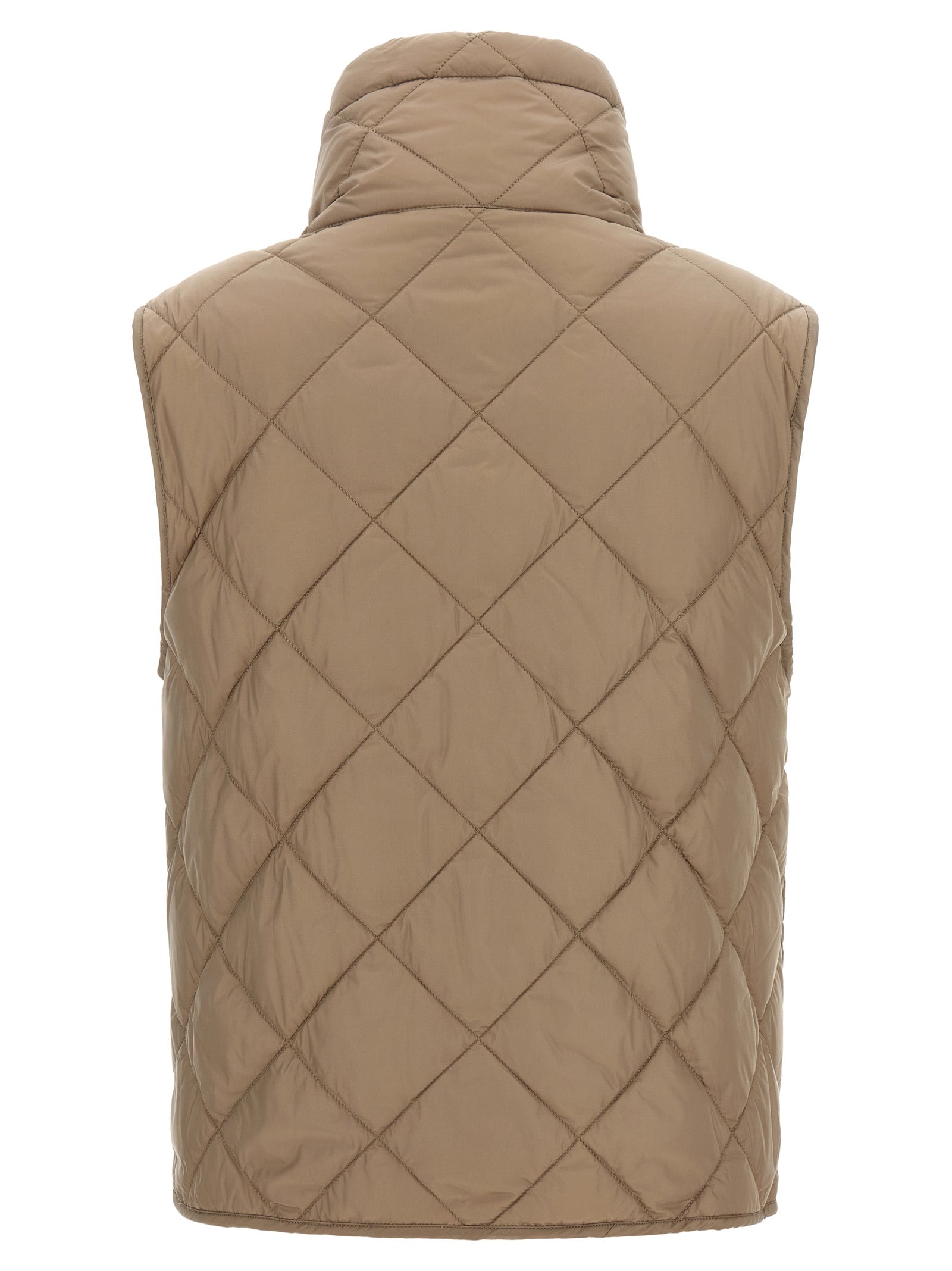 Beige Polyamide Sleeveless Jacket