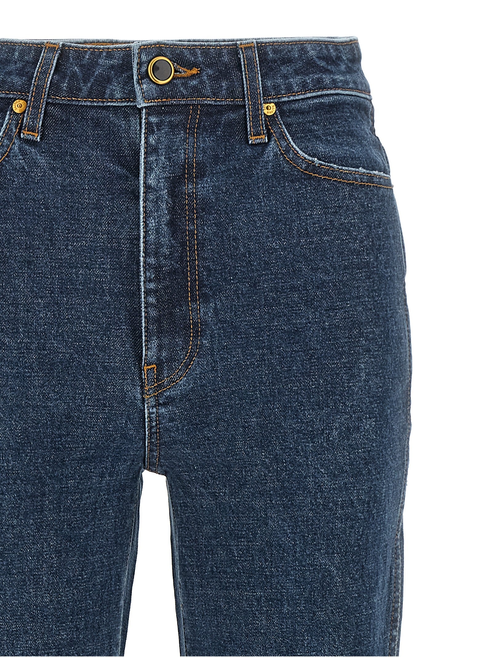 Blue Cotton Flared Jeans