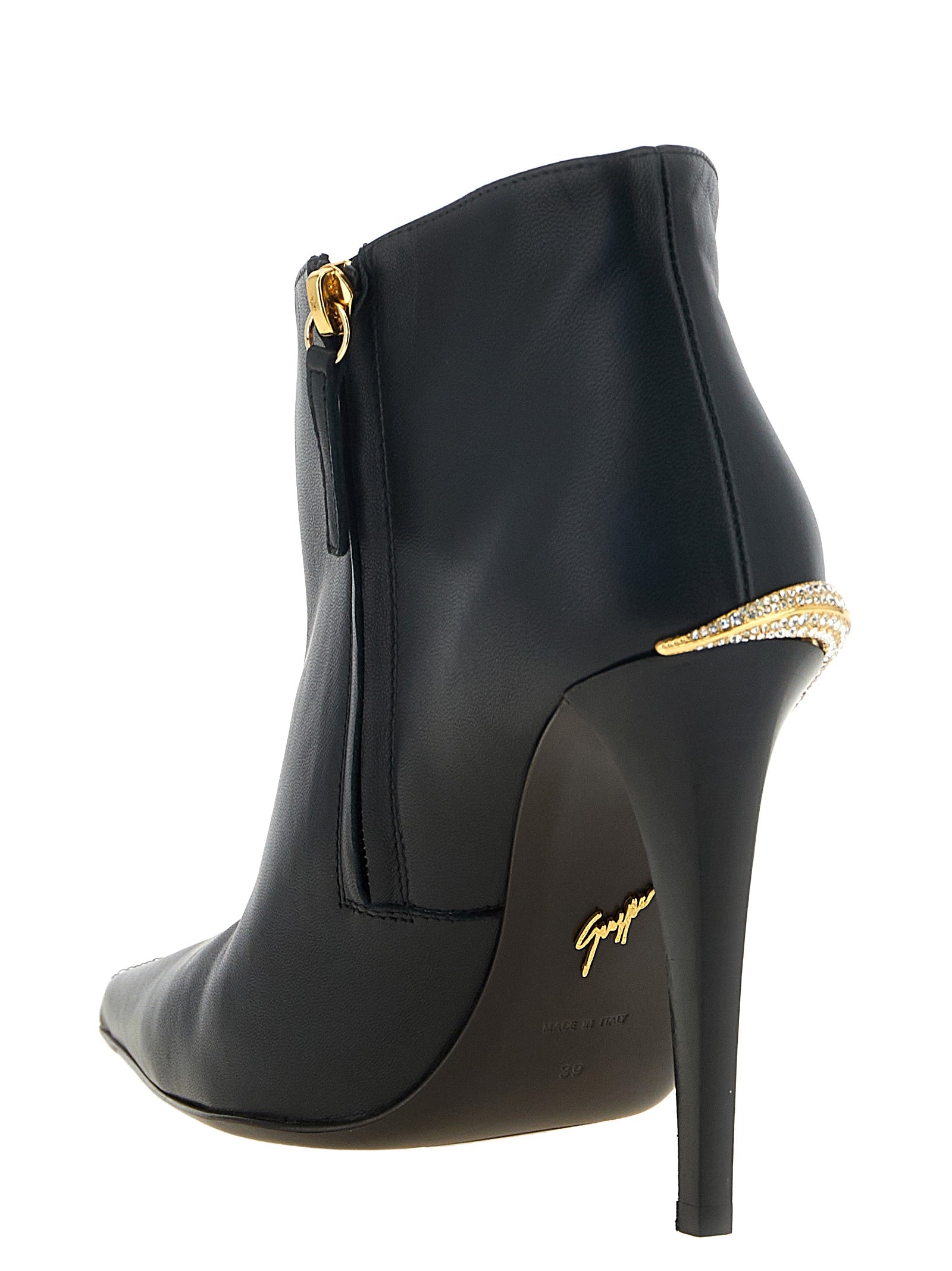 Black Lamb Leather Ankle Boots