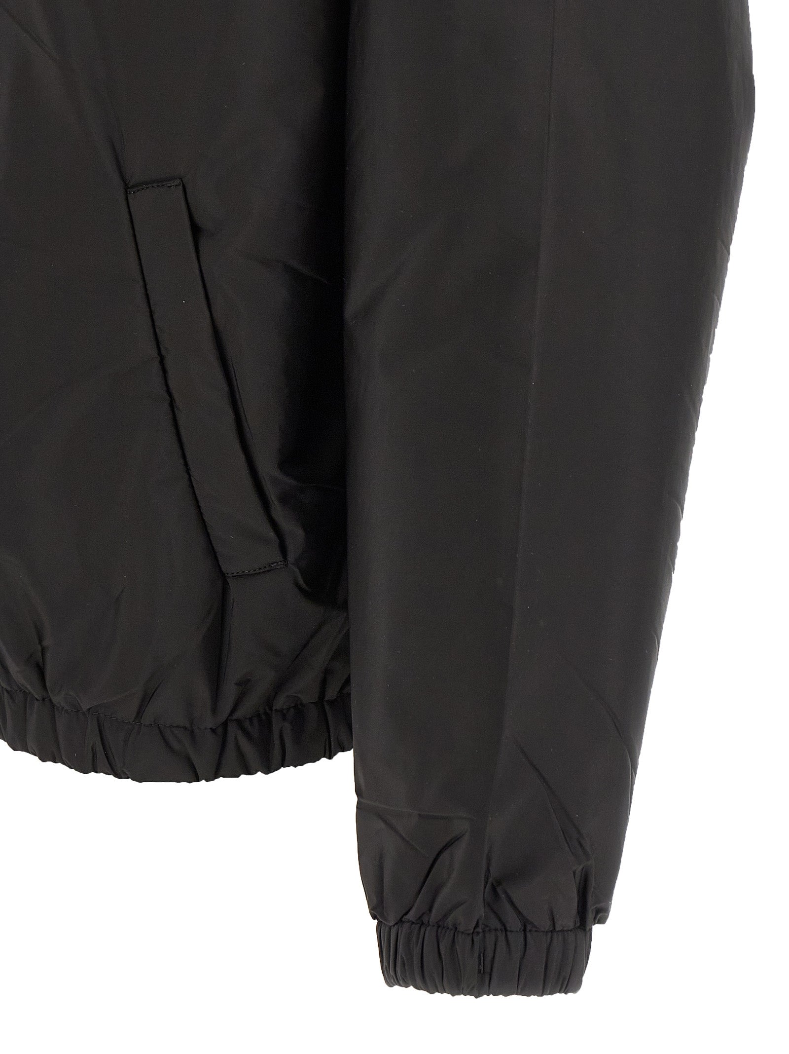Black Recycled Polyamide Full-Length Jacket