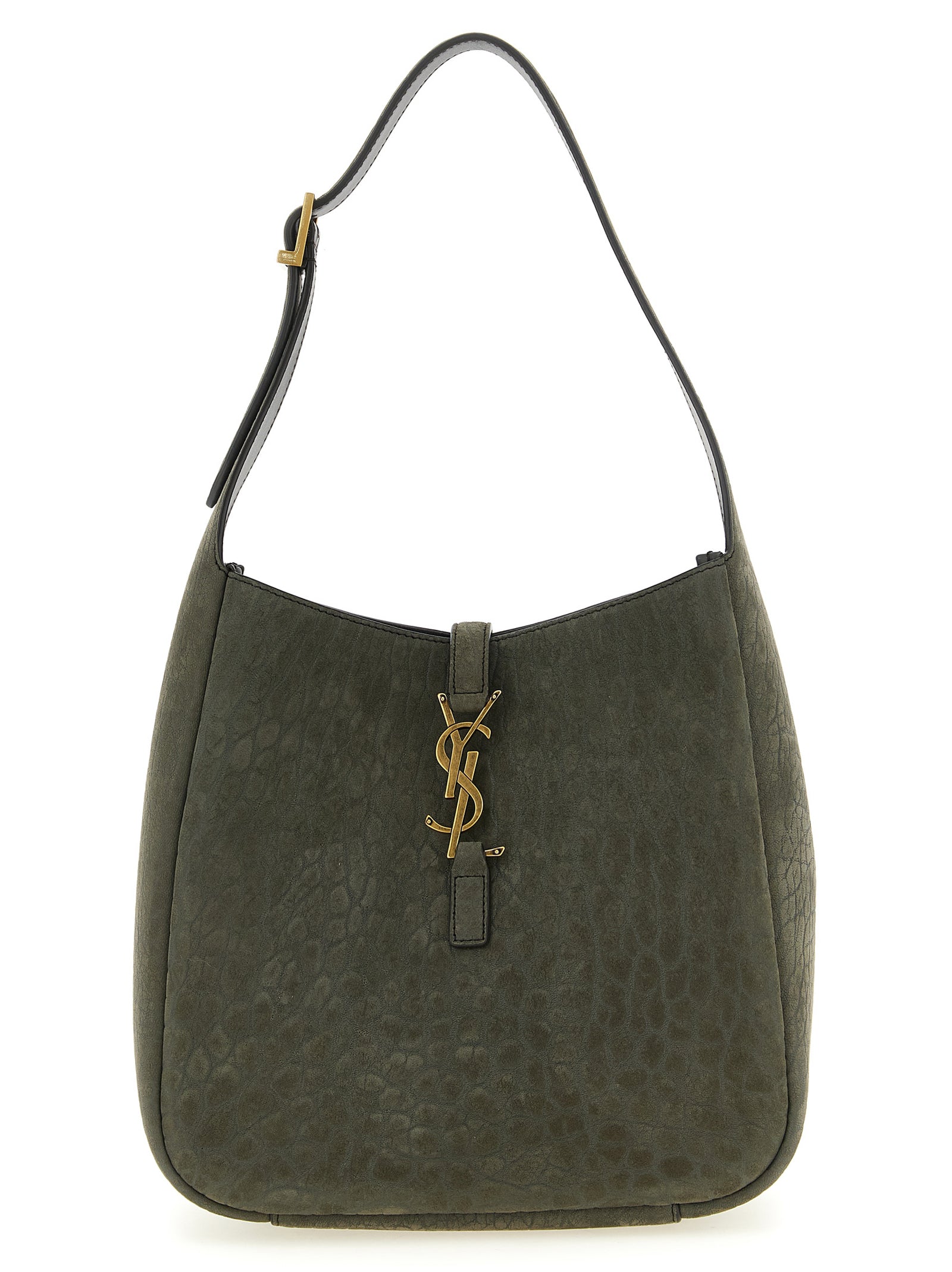 Gray Lamb Leather Shoulder Bag