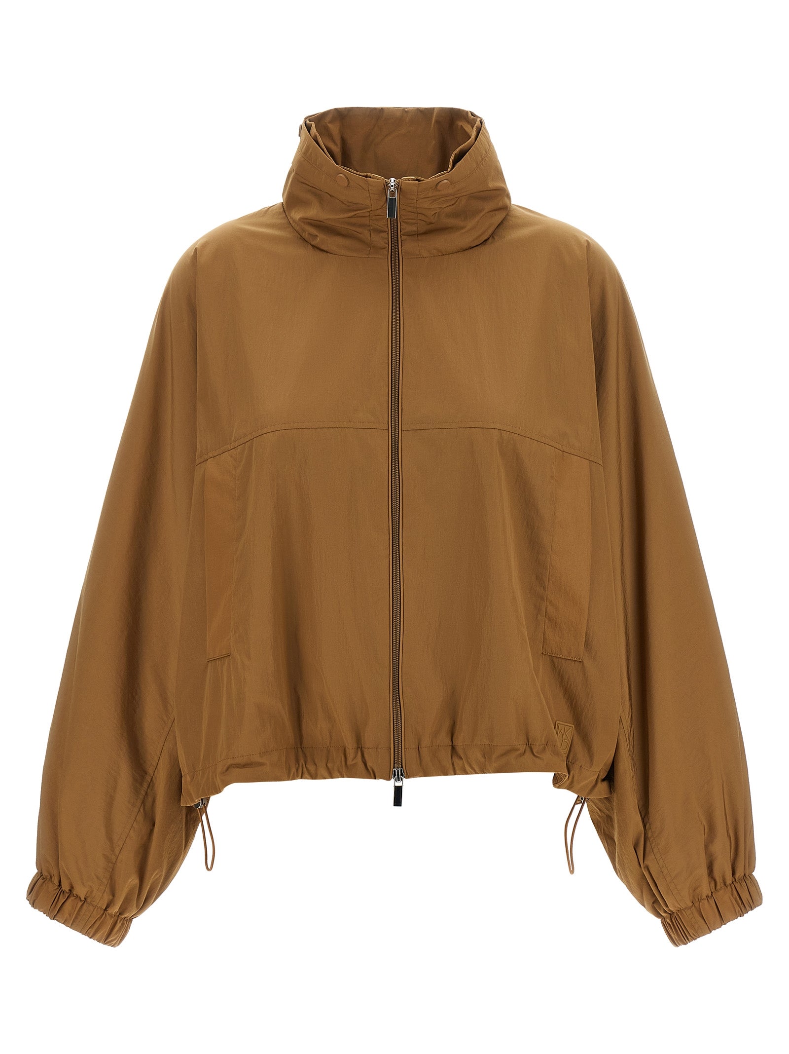 Brown Polyamide Full-Length Jacket