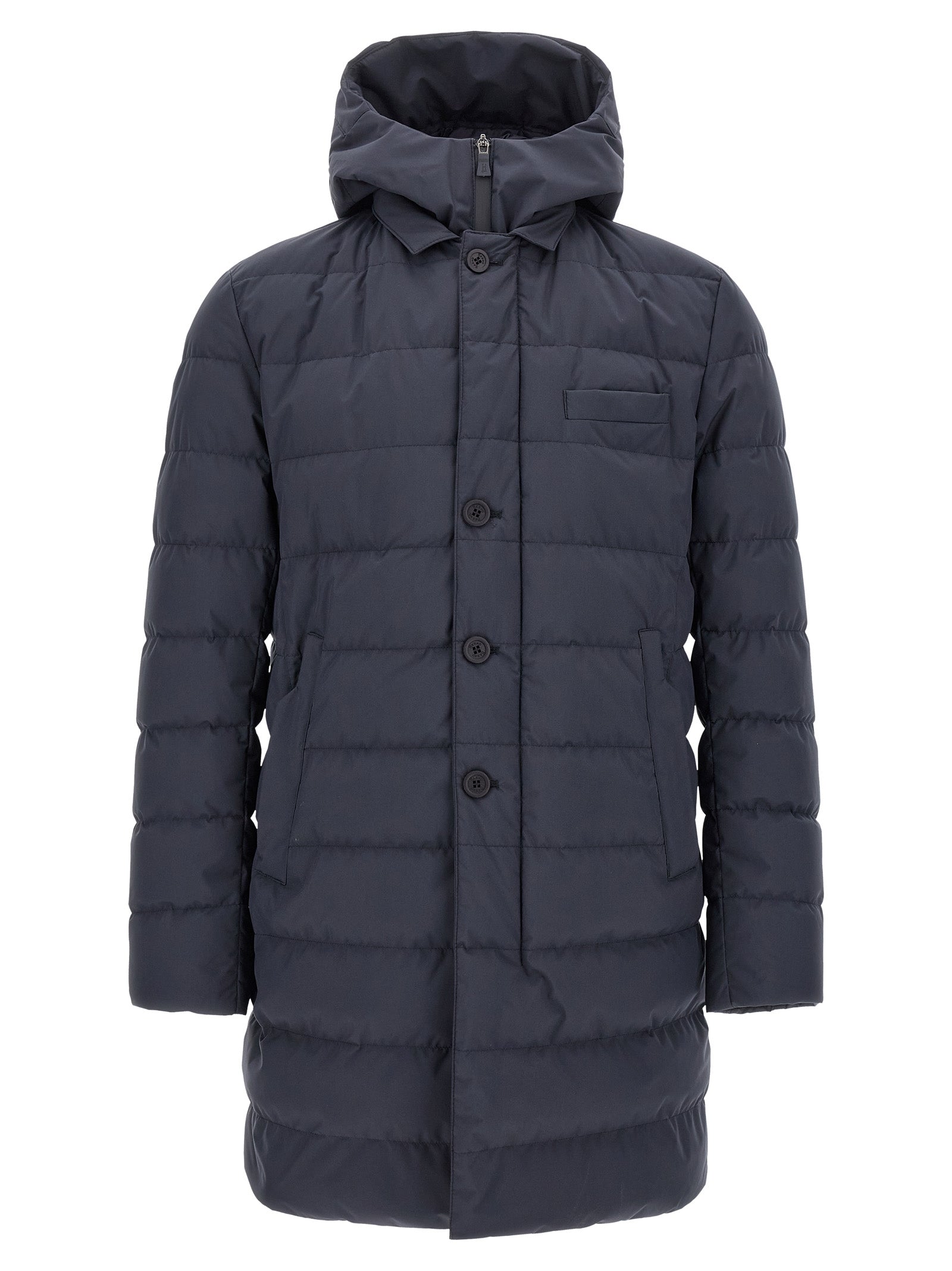Blue Polyester Full-Length Jacket