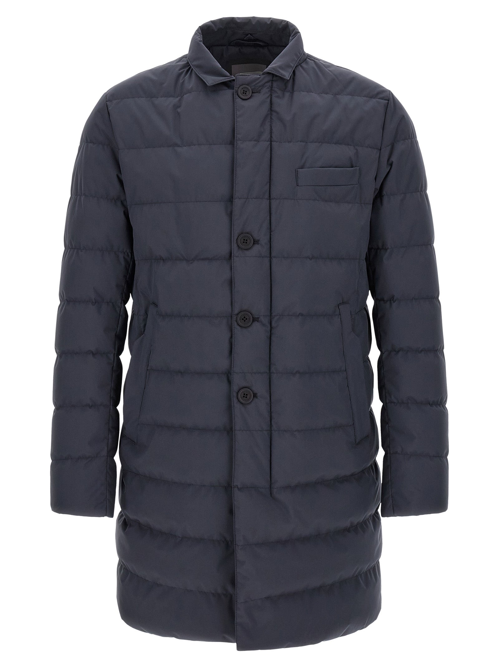 Blue Polyester Full-Length Jacket