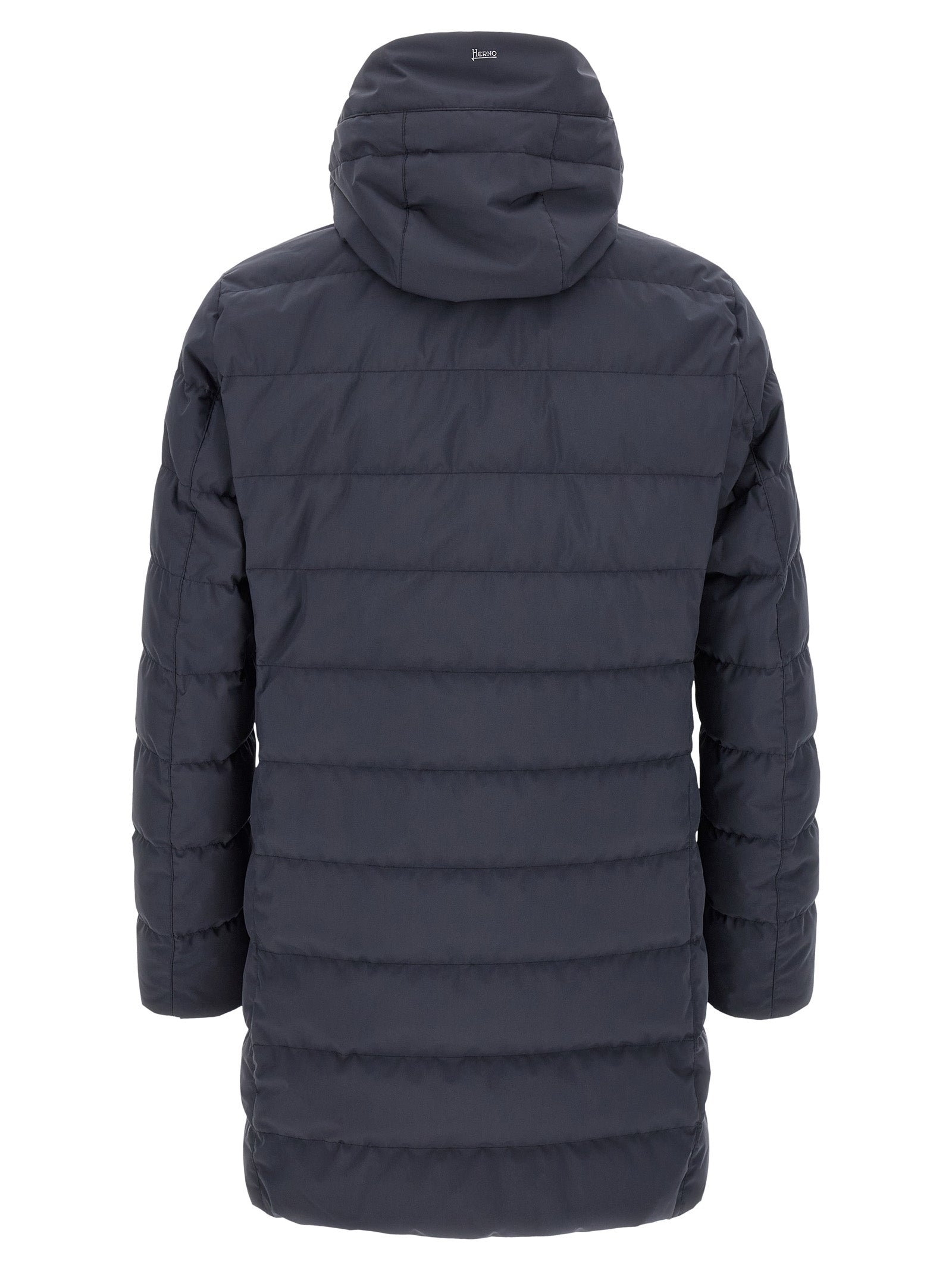 Blue Polyester Full-Length Jacket