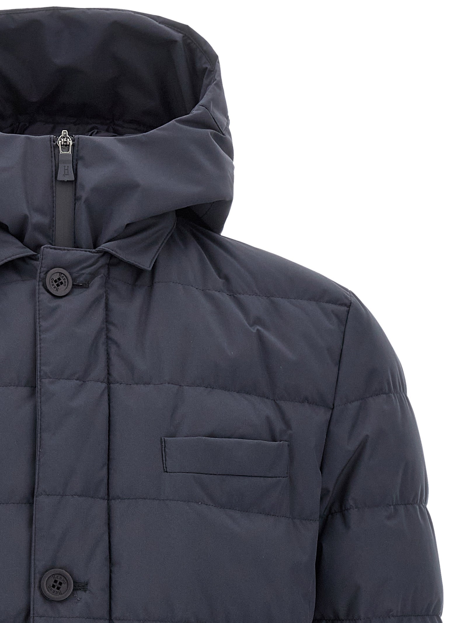 Blue Polyester Full-Length Jacket