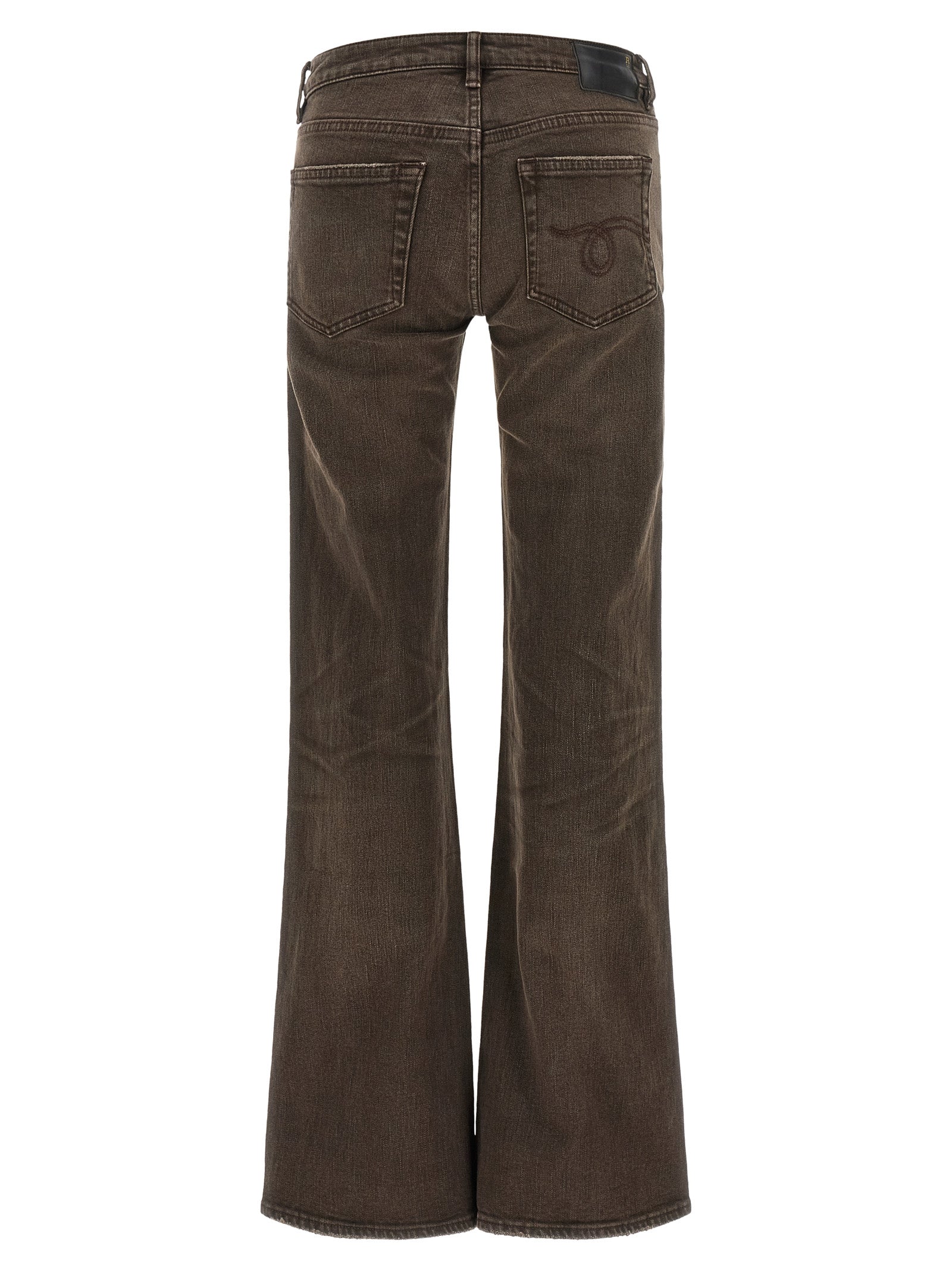 Brown Cotton Flared Jeans