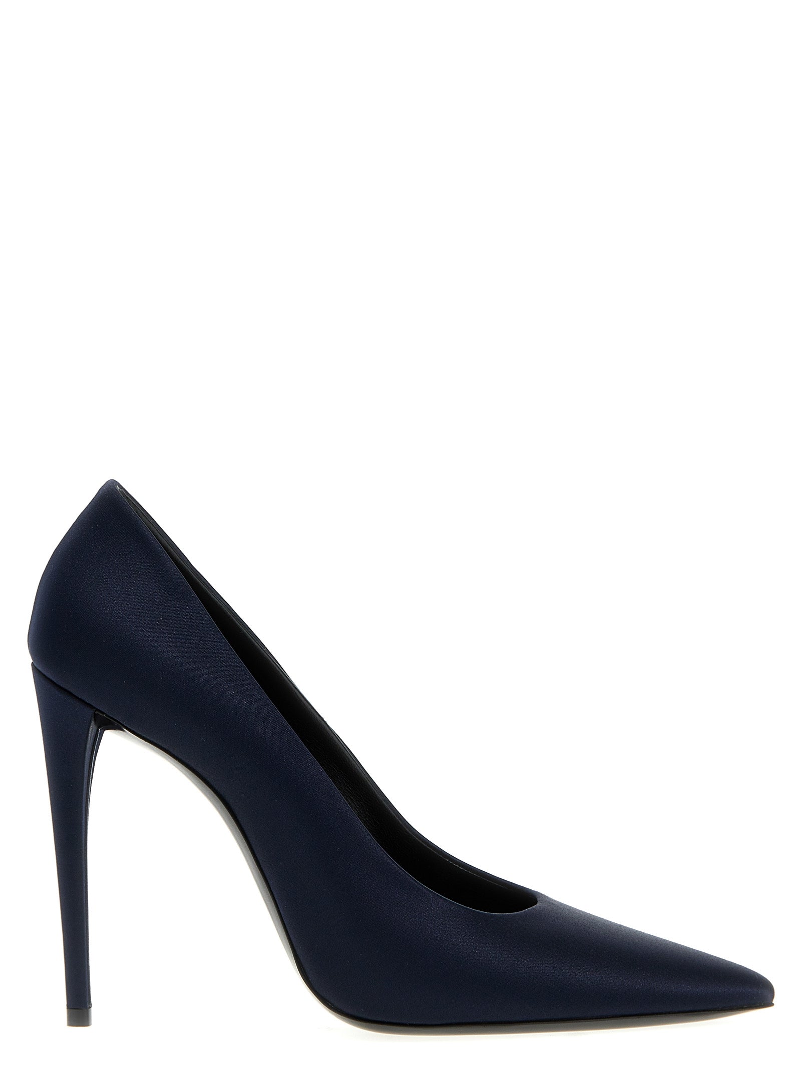Blue Polyester High Heel Pumps