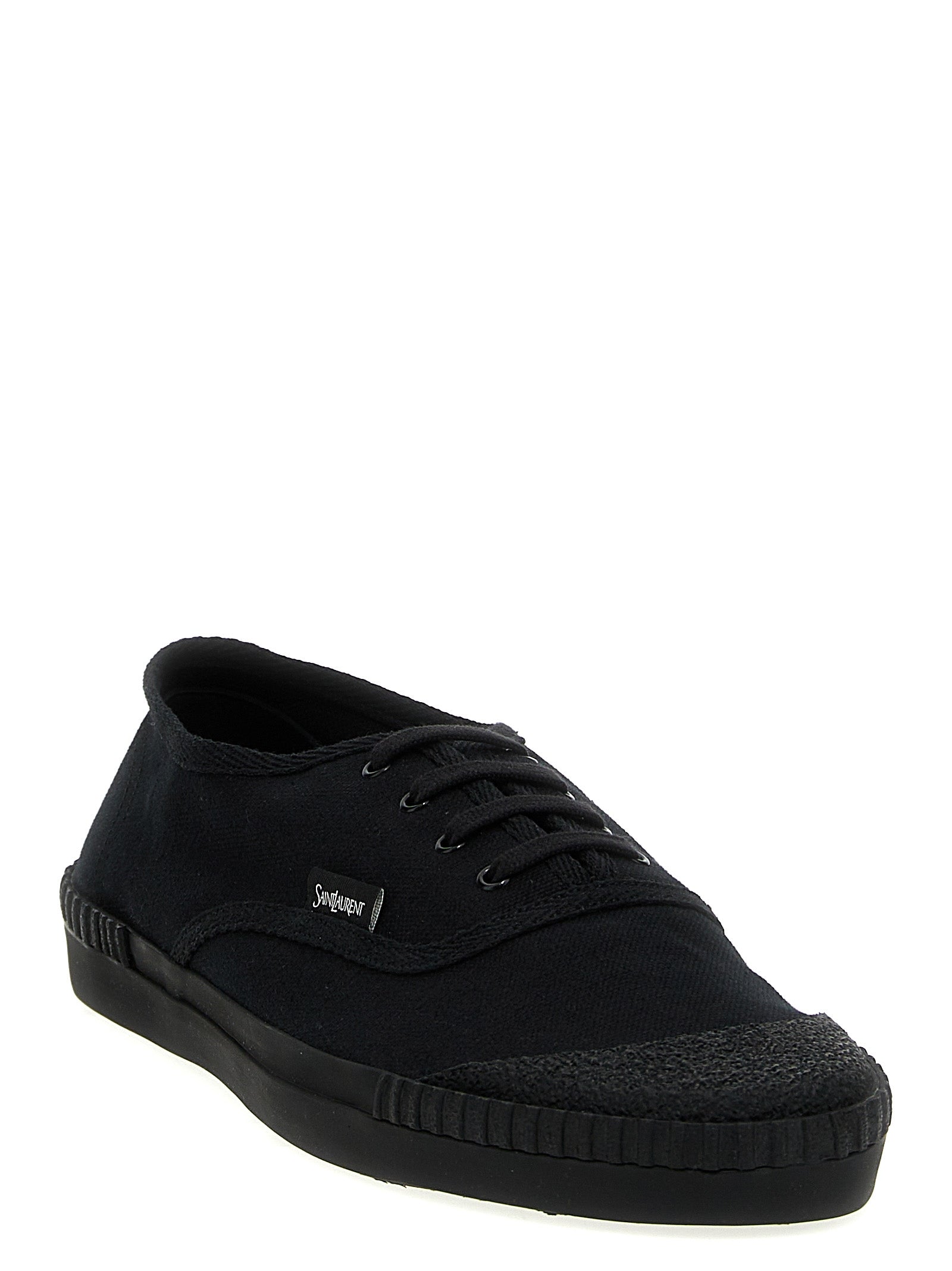Black Cotton Low Top Sneakers