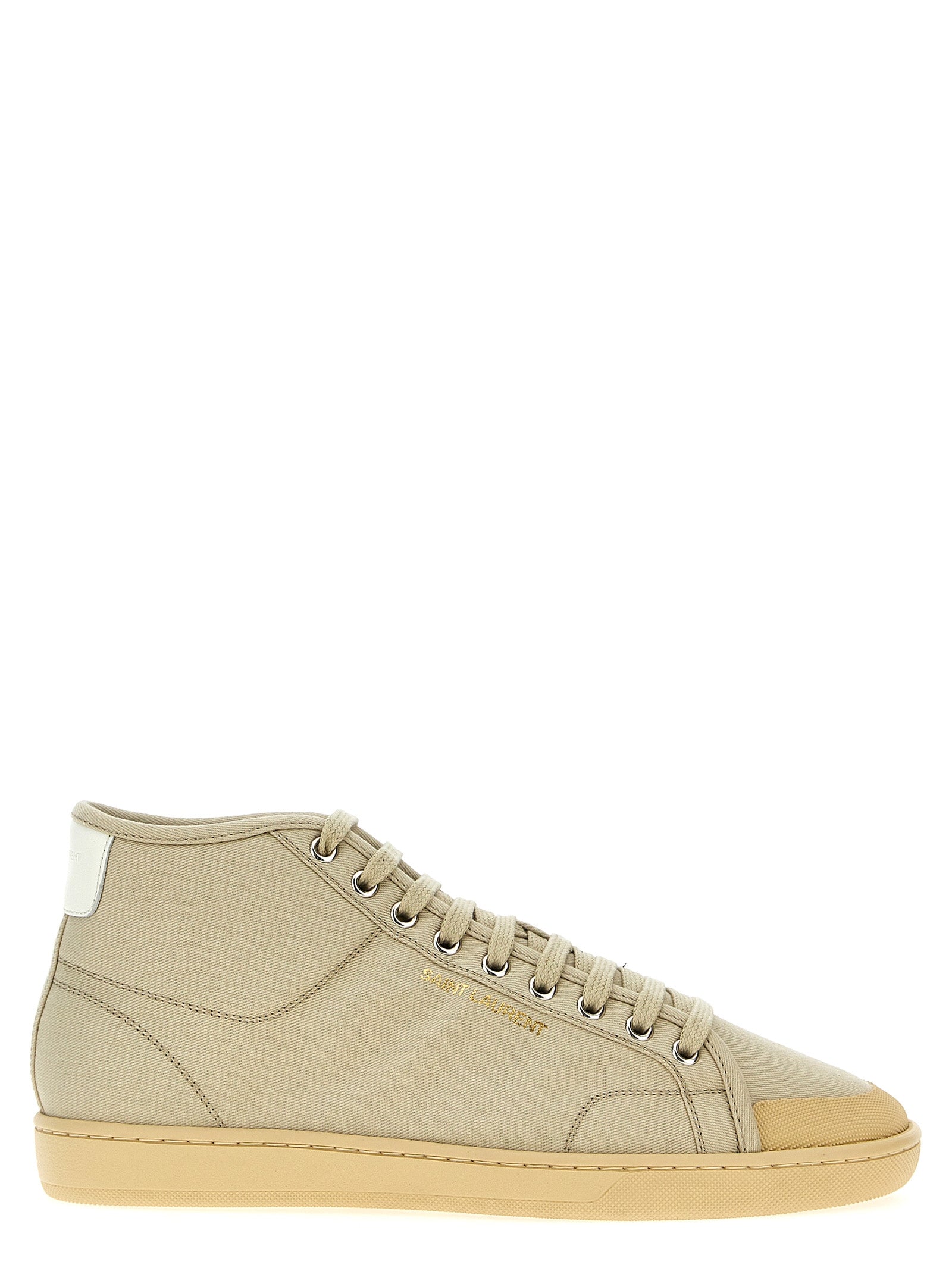 Beige Cotton High Top Sneakers