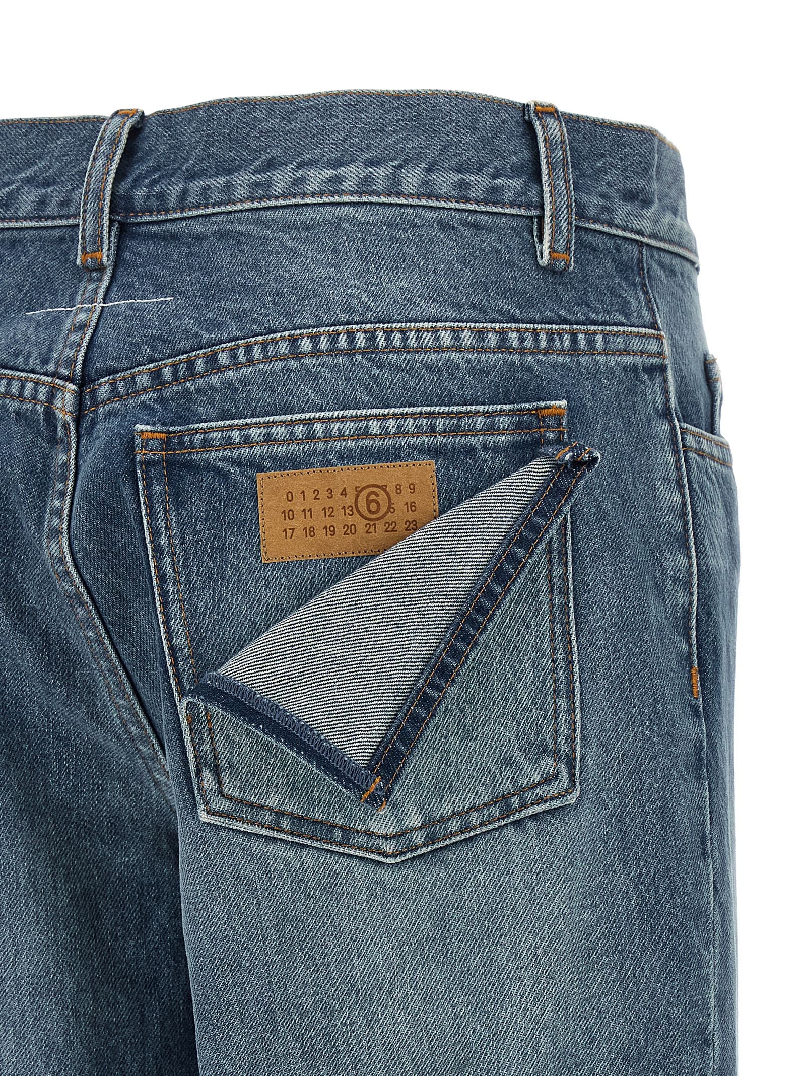 Blue Cotton Straight-Leg Jeans