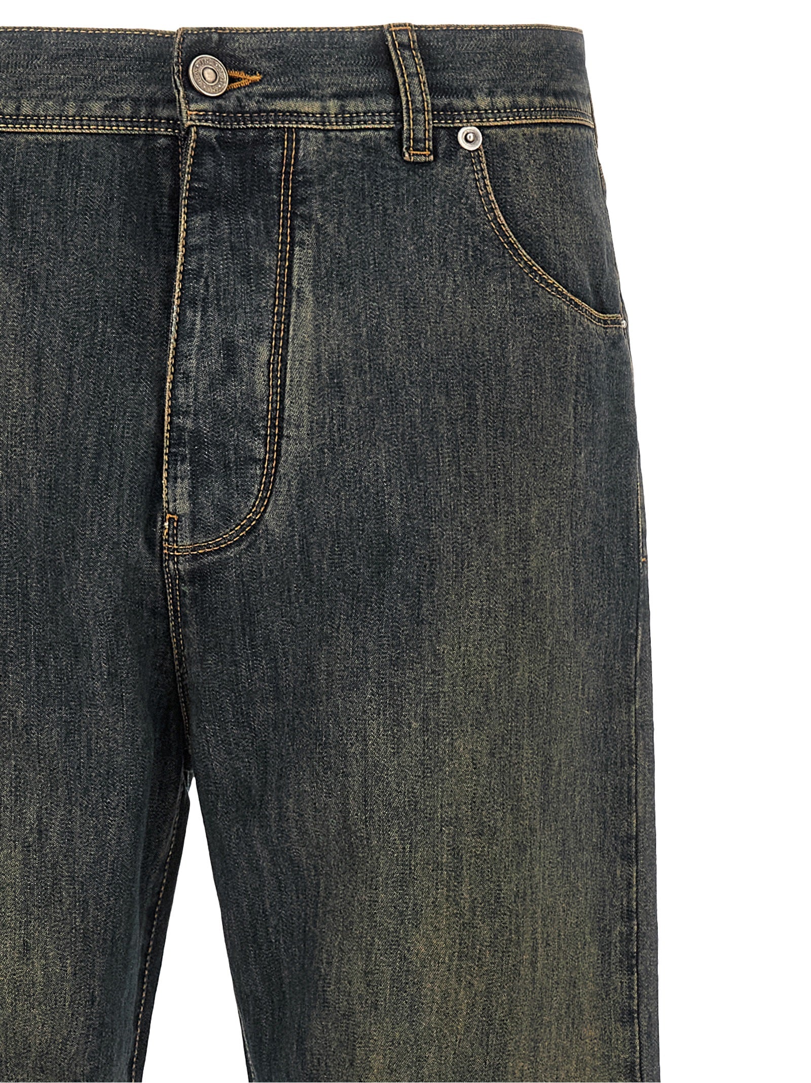 Blue Cotton Straight-Leg Jeans