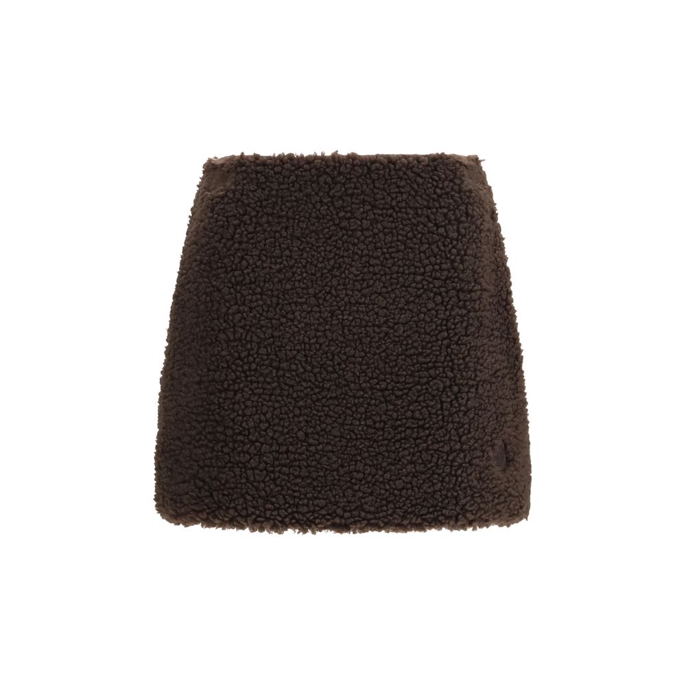 Brown Polyester Mini Skirt