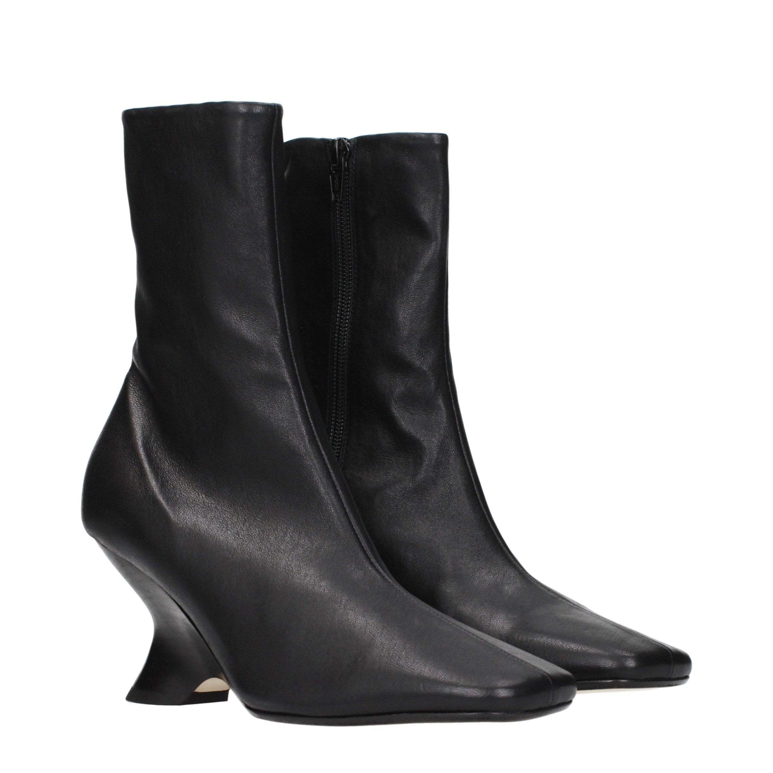 Black Leather Ankle Boots