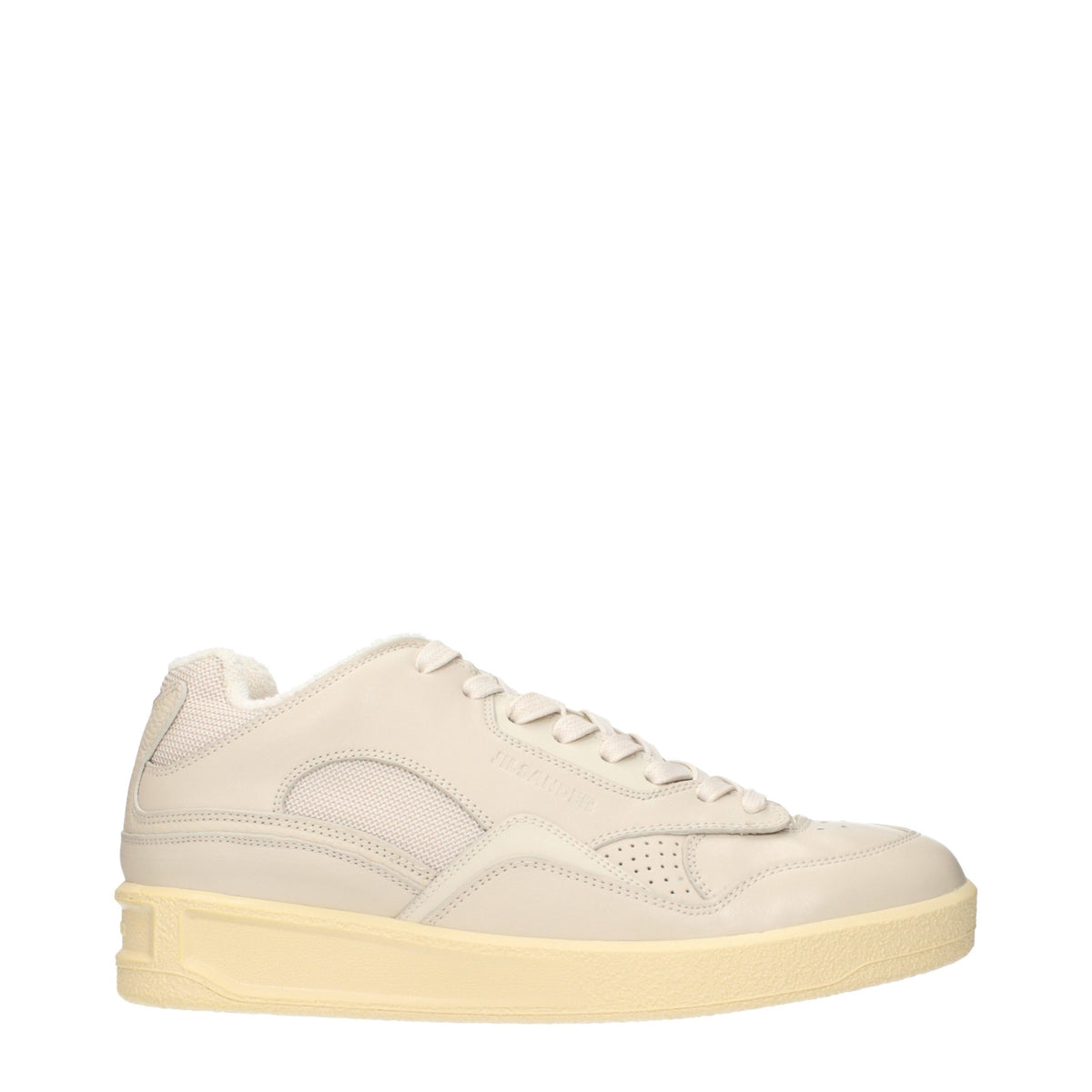 Beige Leather Low Top Sneakers