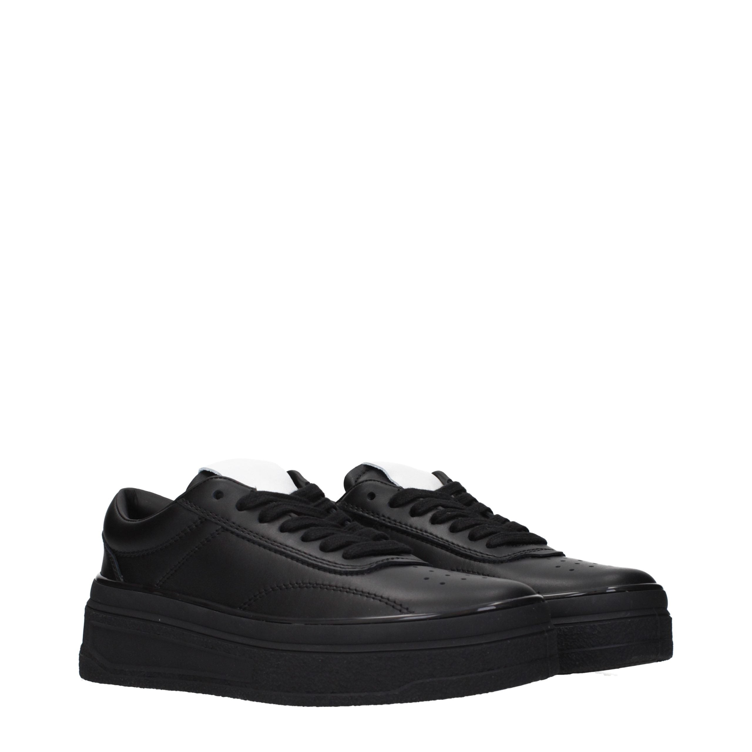 Black Leather Platform Sneakers