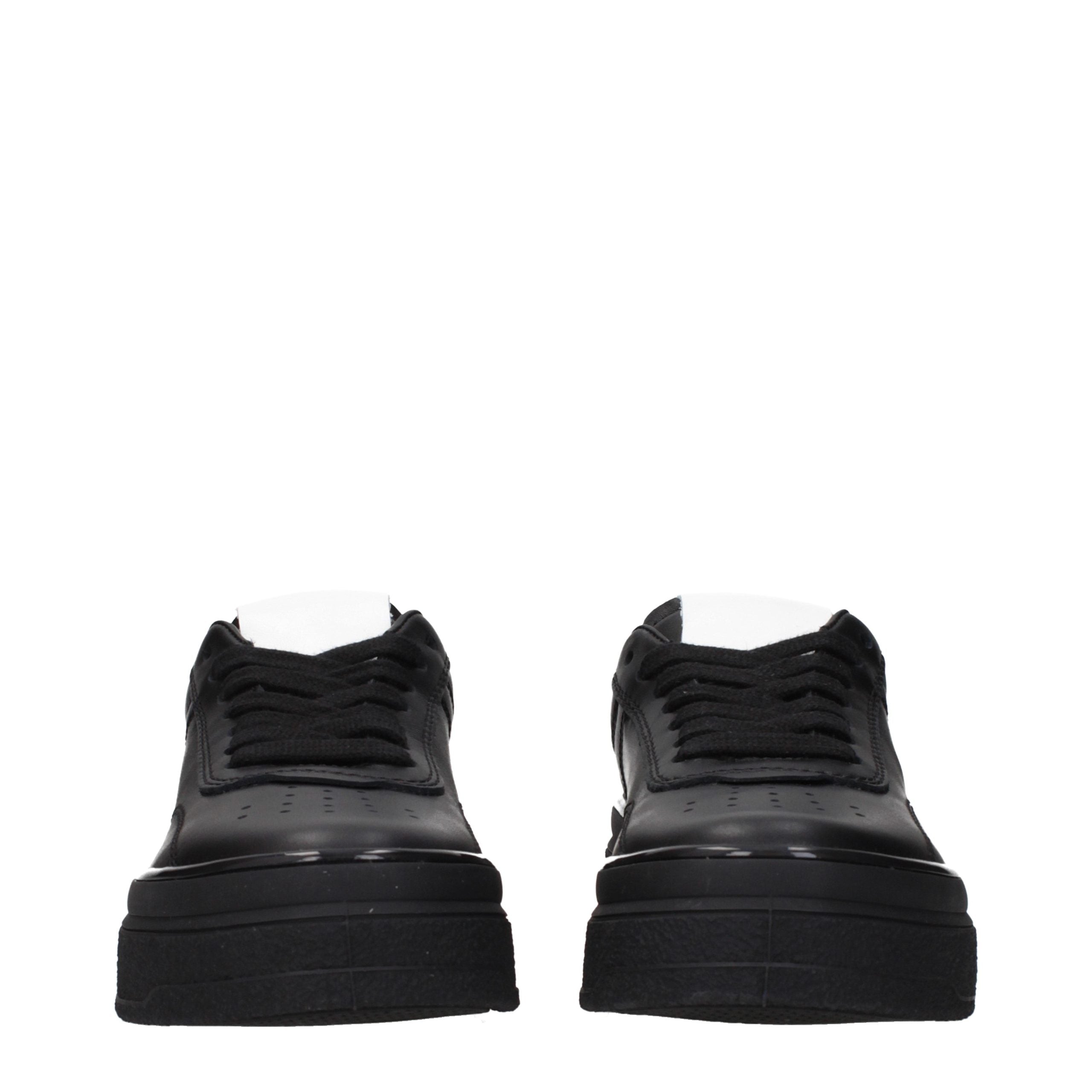Black Leather Platform Sneakers