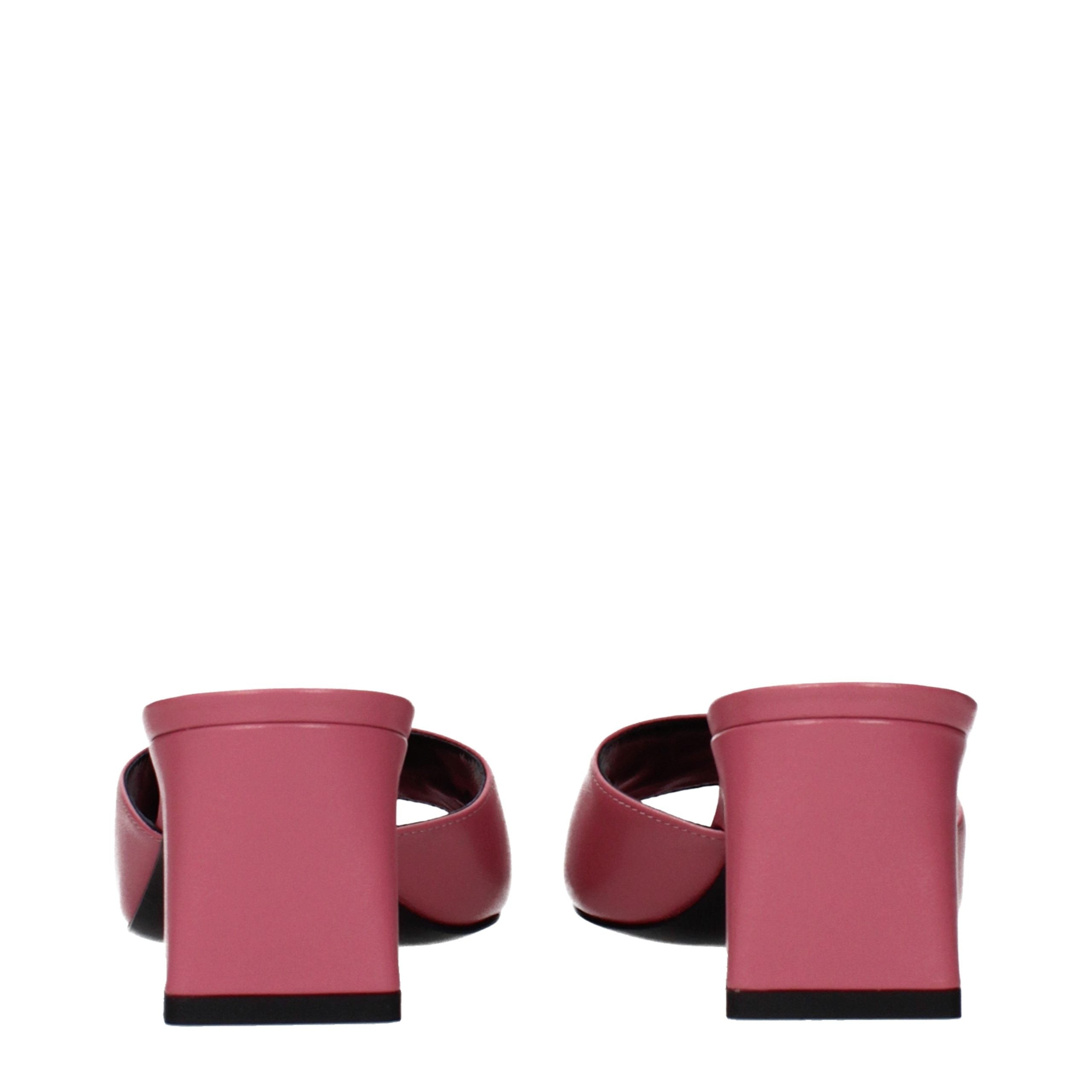 Pink Leather Flat Sandals