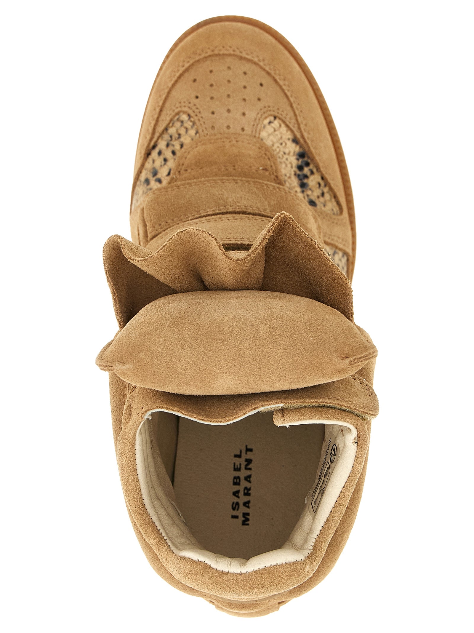 Beige Cowhide Wedge Sandals