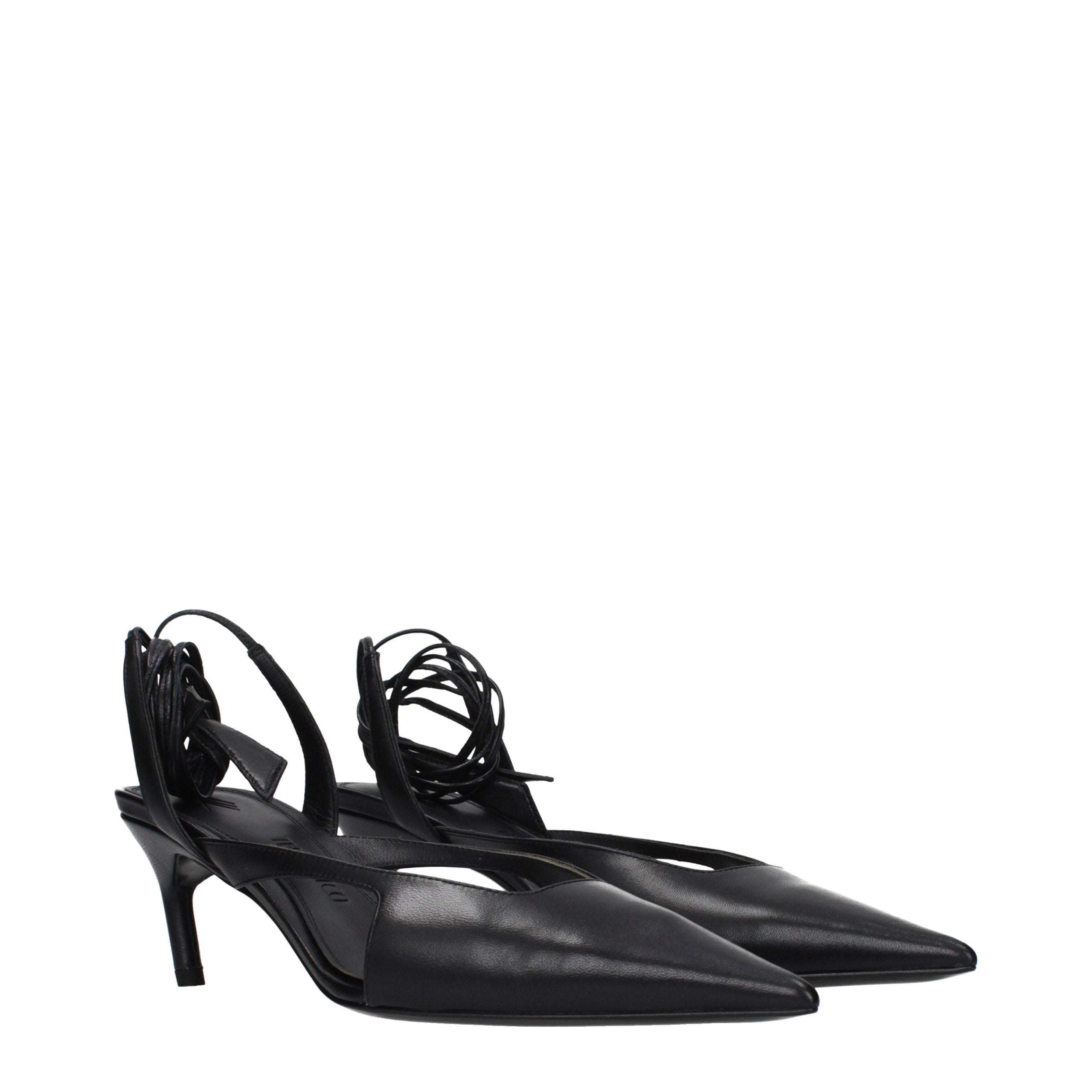 Black Leather High Heel Pumps