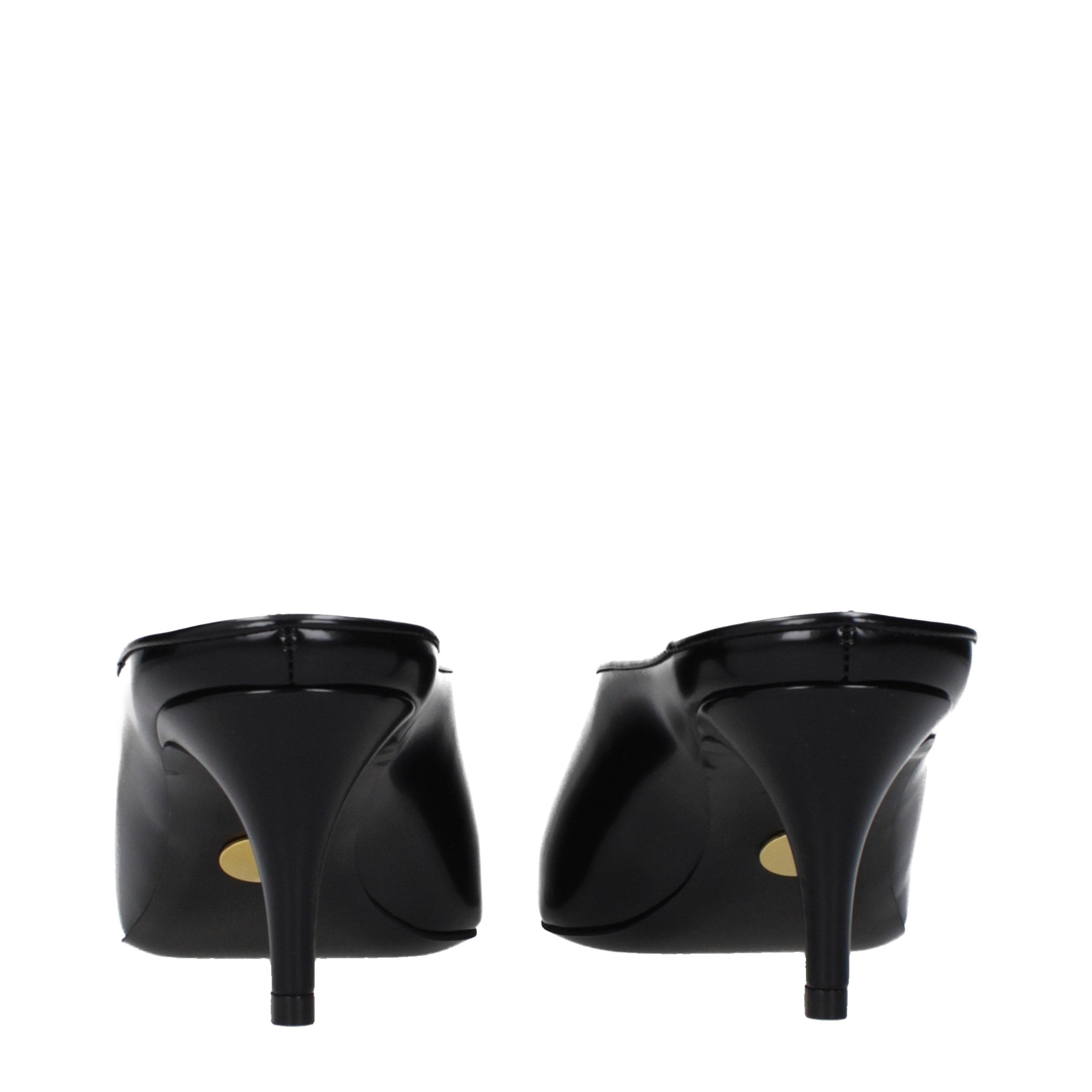 Black Leather High Heel Pumps