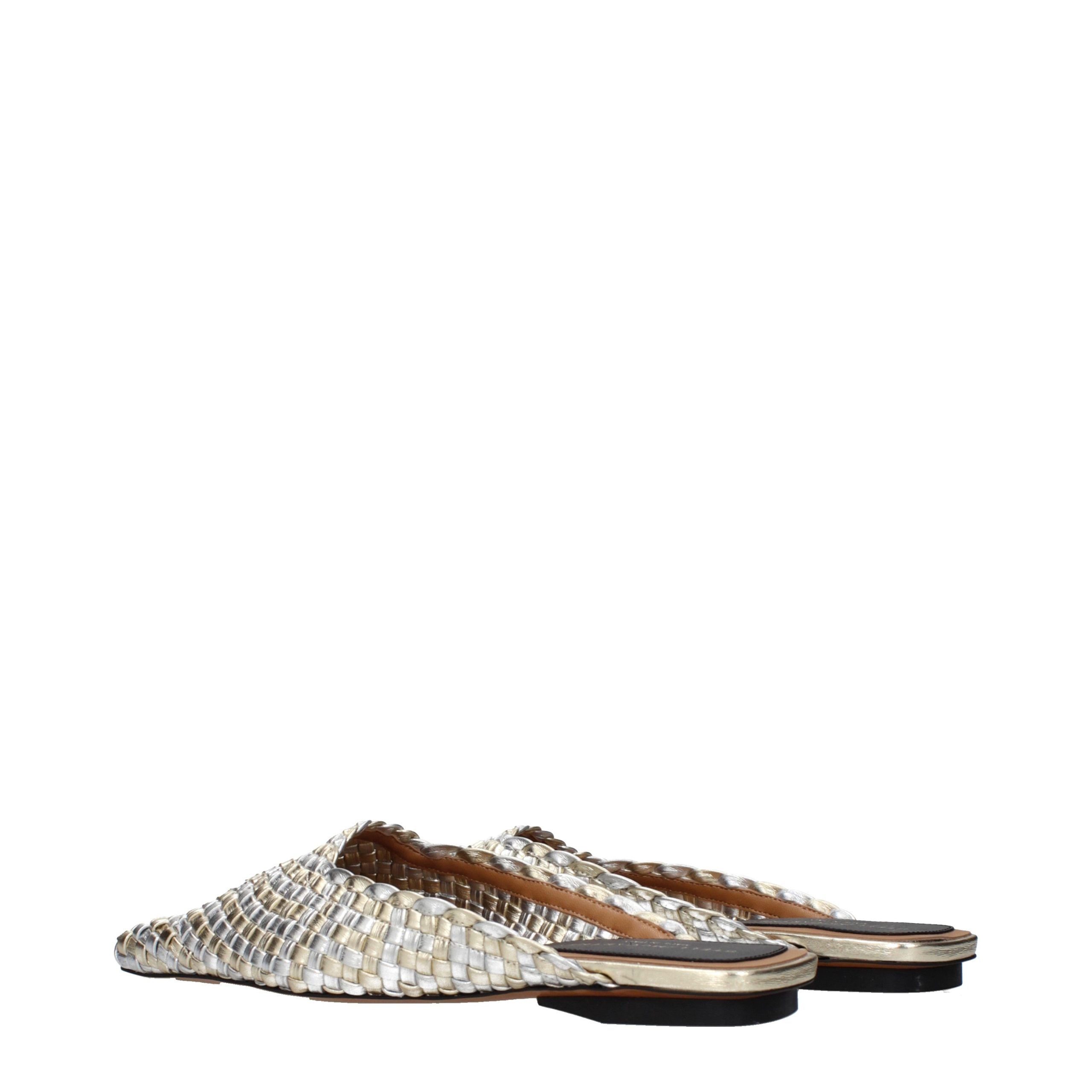 Gray Leather Slippers