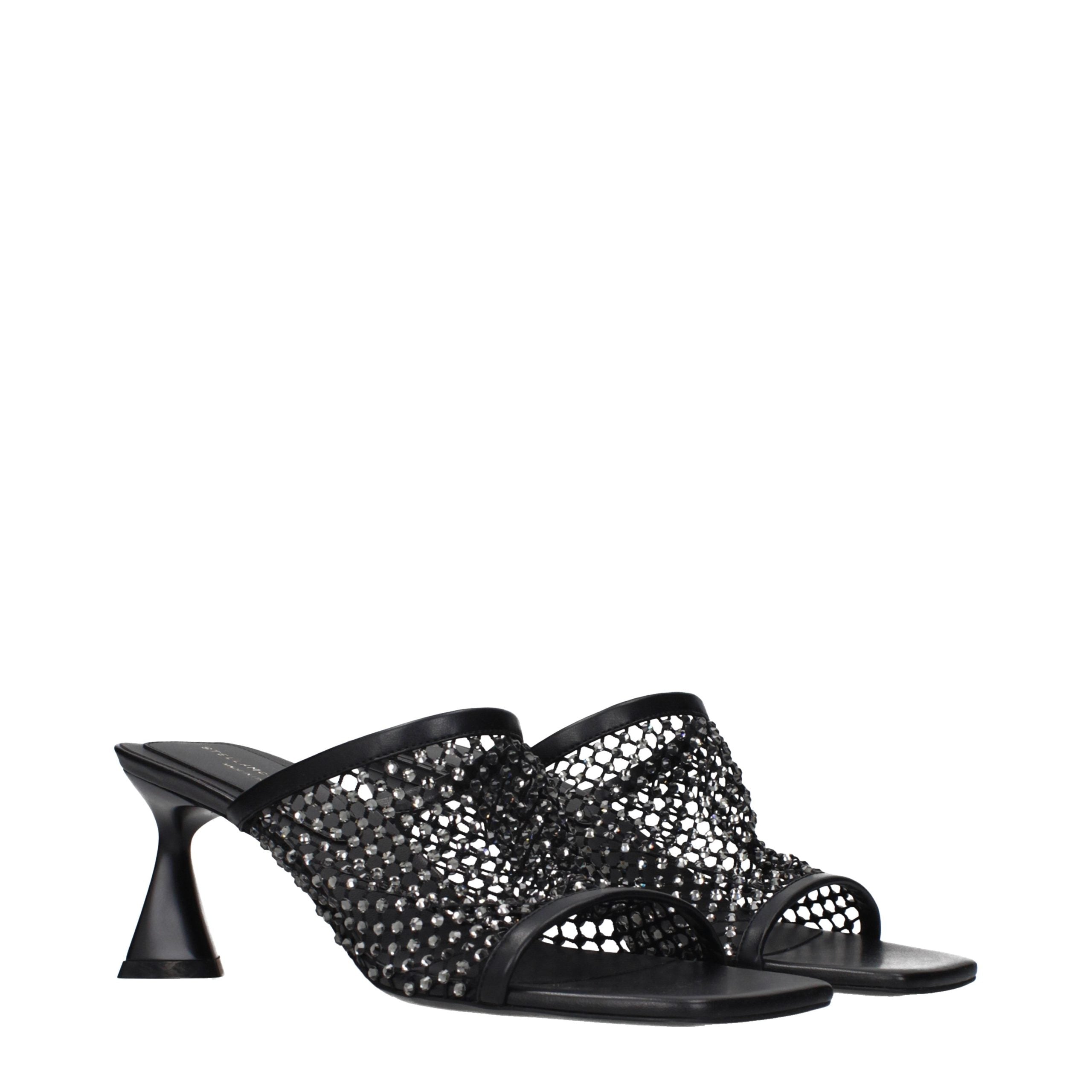 Black Leather Stiletto Heel Sandals