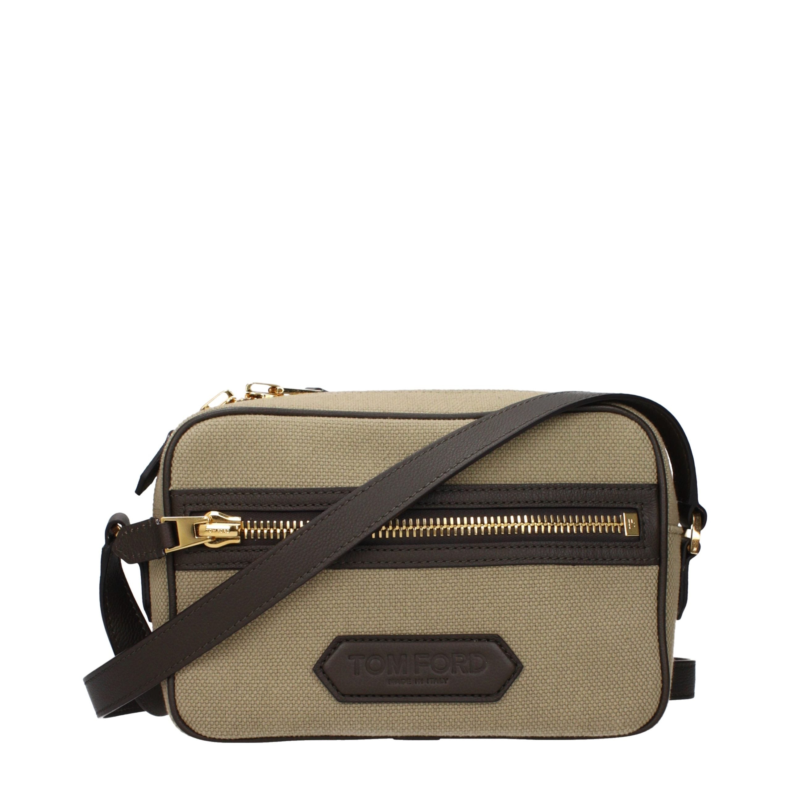 Beige Fabric Crossbody Bag