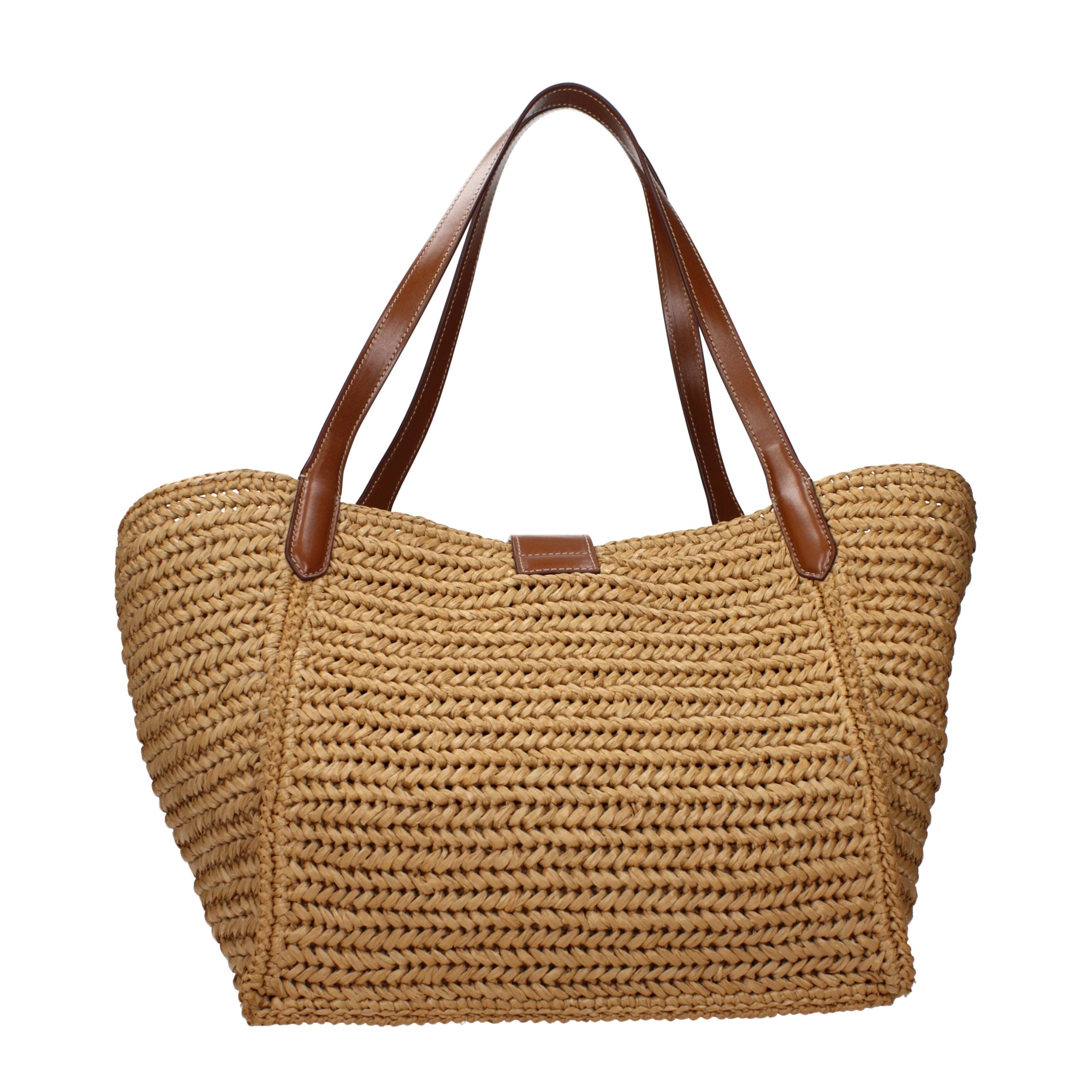 Beige Raffia Shoulder Bag