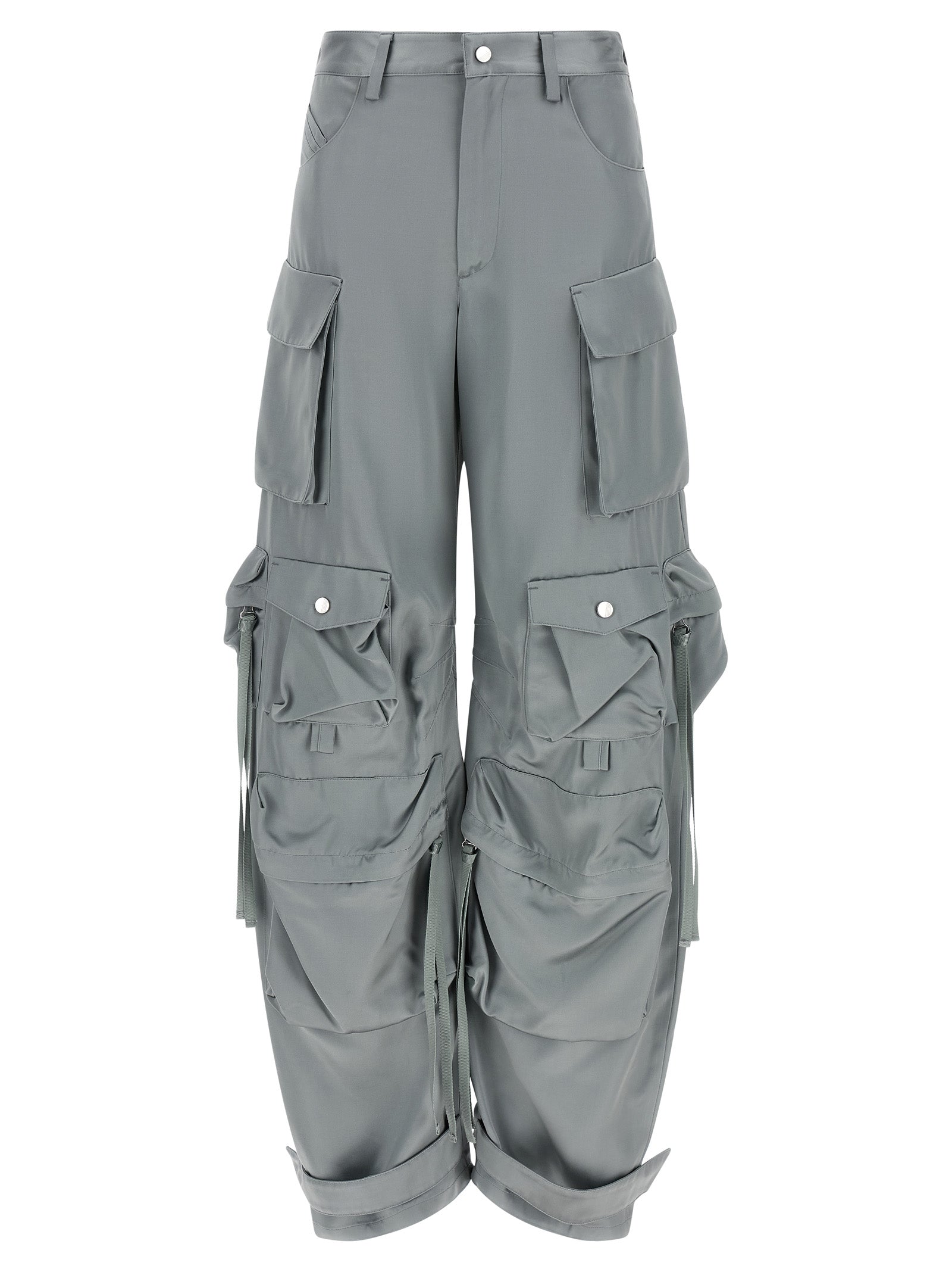 Gray Viscose Cargo Pants